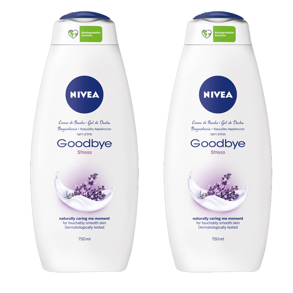 Nivea Πακέτο Προσφοράς Goodbye Stress Shower Cream Kρεμώδες Αφρόλουτρο με Άρωμα Λεβάντας & Φυσικό Μέλι 2x750ml 1+1 Δώρο