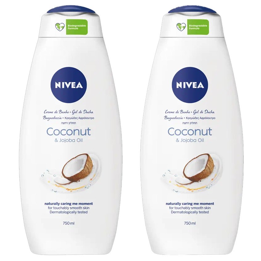 Nivea Πακέτο Προσφοράς Coconut & Jojoba Oil Shower Cream Κρεμώδης Αφρόλουτρο με Λάδι Jojoba & Άρωμα Καρύδας 2x750ml 1+1 Δώρο