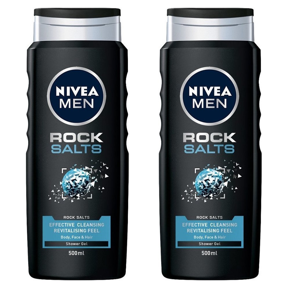 Nivea Men Πακέτο Προσφοράς Rock Salts Shower Gel Ανδρικό Αφρόλουτρο με Άλατα Βράχων για Βαθύ Καθαρισμό 2x500ml 1+1 Δώρο