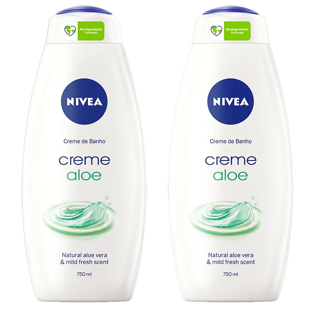 Nivea Πακέτο Προσφοράς Cream Aloe Shower Cream Κρεμώδες Αφρόλουτρο με Αλόη 2x750ml 1+1 Δώρο