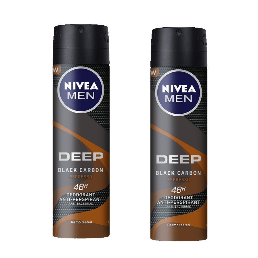 Nivea Men Πακέτο Προσφοράς Deep Espresso Deo Spray Ανδρικό Αποσμητικό 48ωρης Προστασίας 2x150ml 1+1 Δώρο