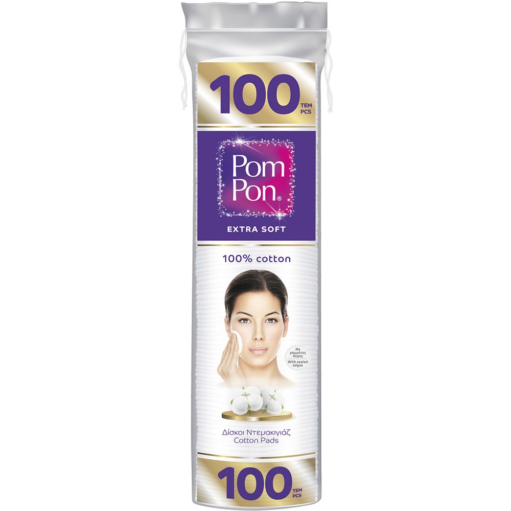 ΜΕΓΑ Pom Pon Extra Soft Cotton Pads Στρογγυλοί Δίσκοι Ντεμακιγιάζ από Βαμβάκι Υψηλής Ποιότητας Μεγάλου Μεγέθους 100 Τεμάχια