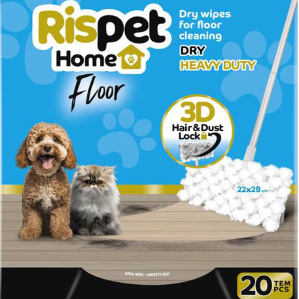 Rispet Rispet Home Floor Dry Heavy Duty 3D Hair & Dust Lock Στεγνά Πανάκια για Σκούπισμα & Καθαρισμό Δαπέδων 20 Τεμάχια