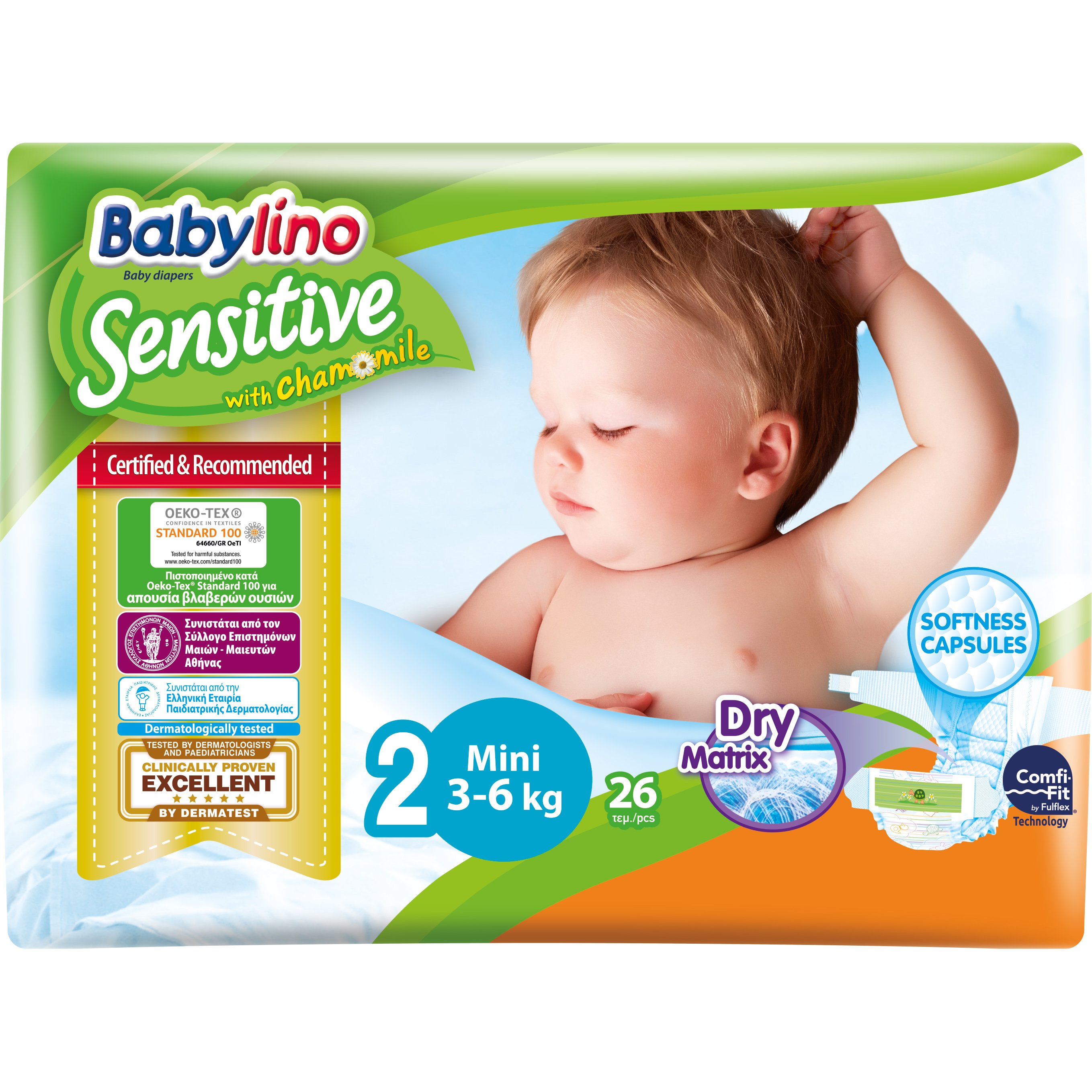 Babylino Sensitive Carry Pack Mini Νο2 (3-6kg) 26 Πάνες