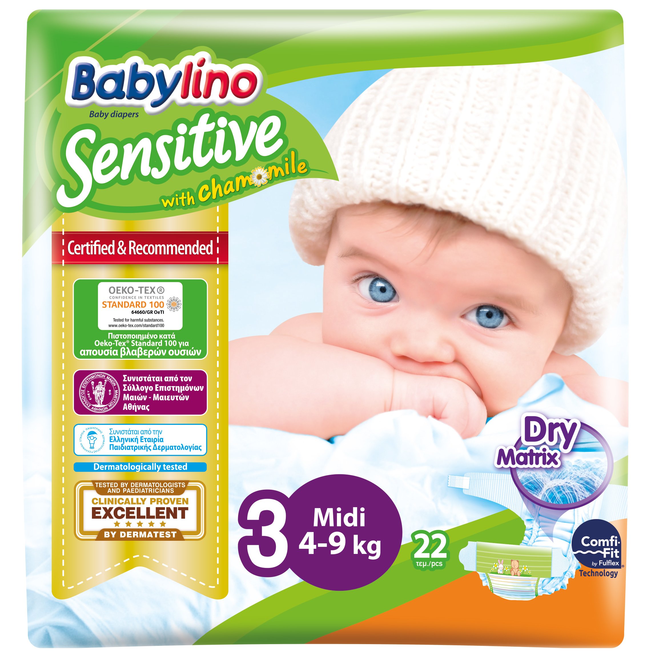 Babylino Sensitive Carry Pack Midi Νο3 (4-9kg) 22 Πάνες
