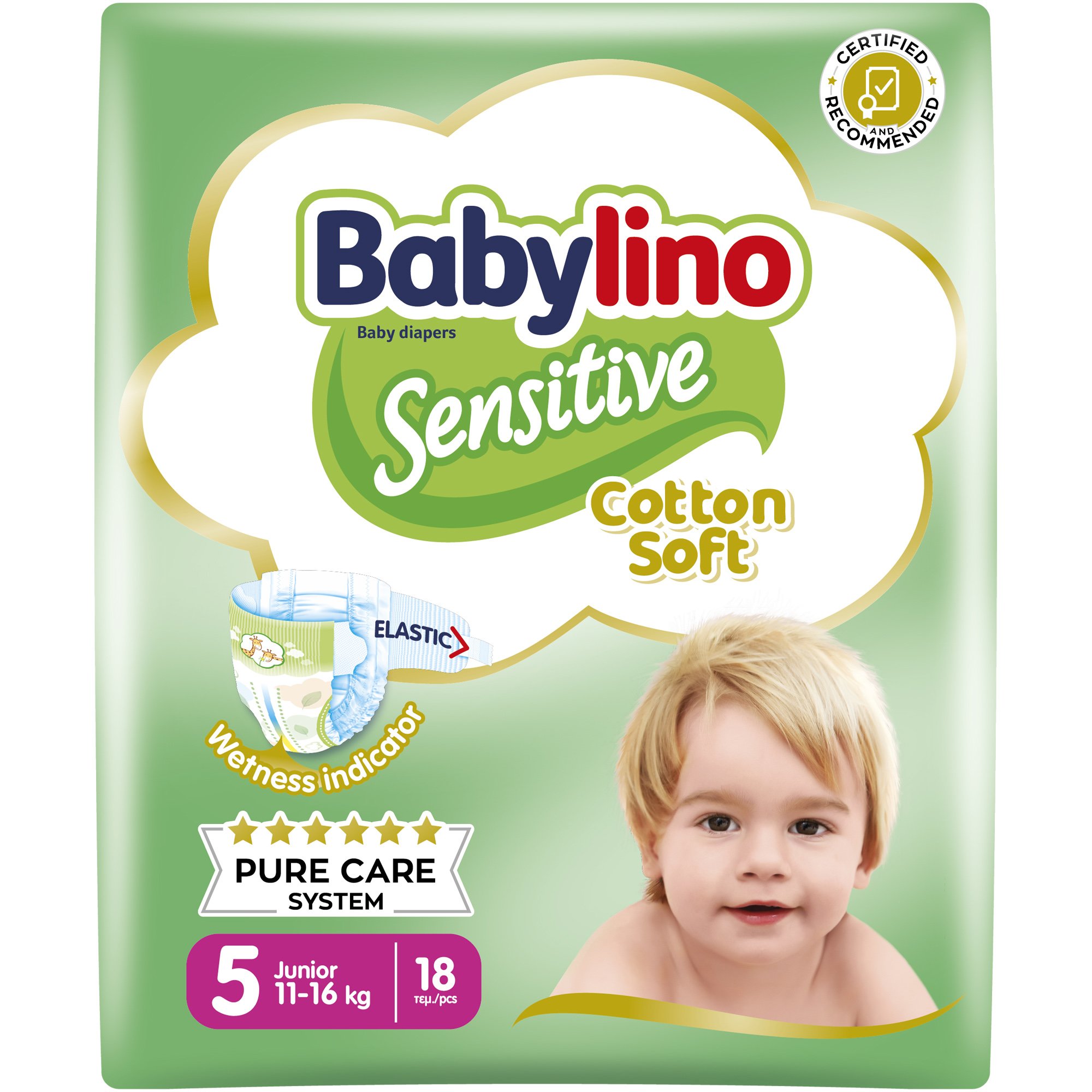 Babylino Sensitive Cotton Soft Junior Νο5 (11-16kg) 18 Πάνες