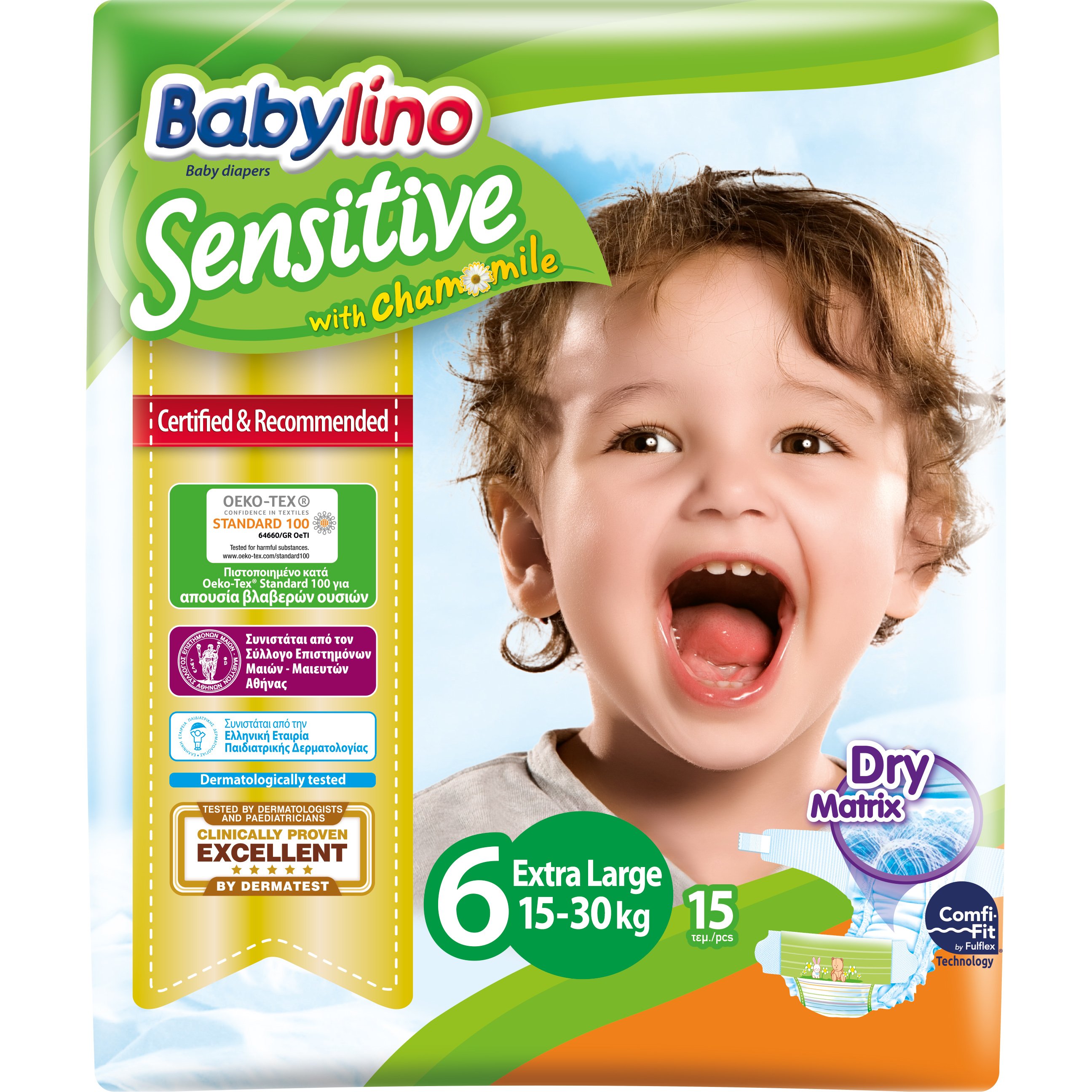 Babylino Sensitive Carry Pack Extra Large Νο6 (15-30kg) 15 Πάνες