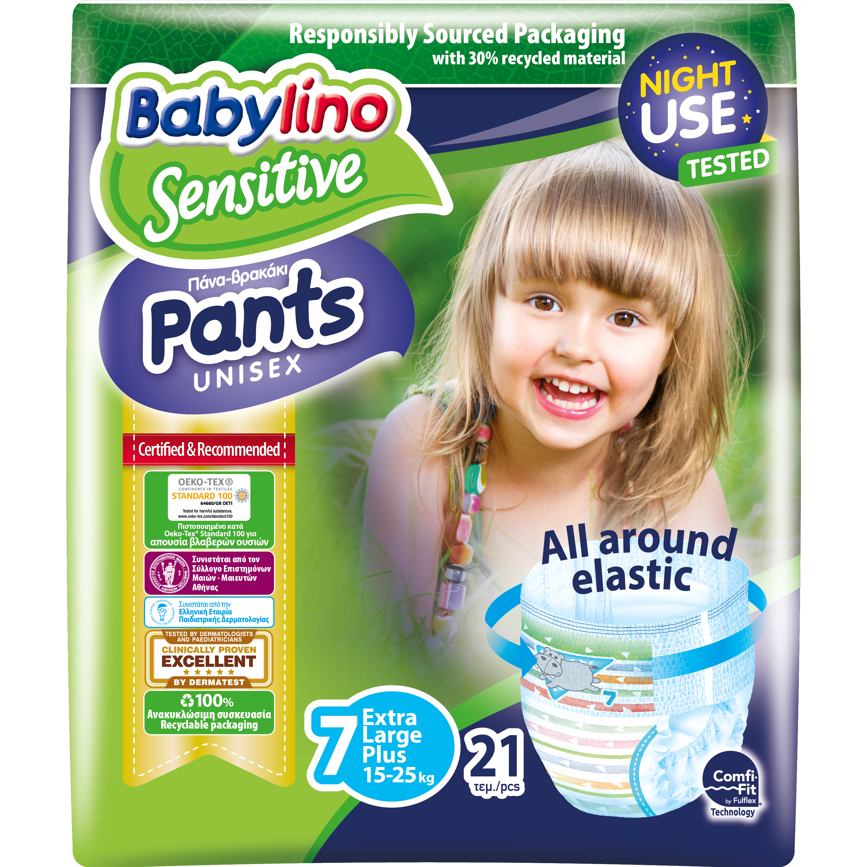 Babylino Sensitive Pants Unisex No7 Extra Large Plus (15-25kg) 21 πάνες