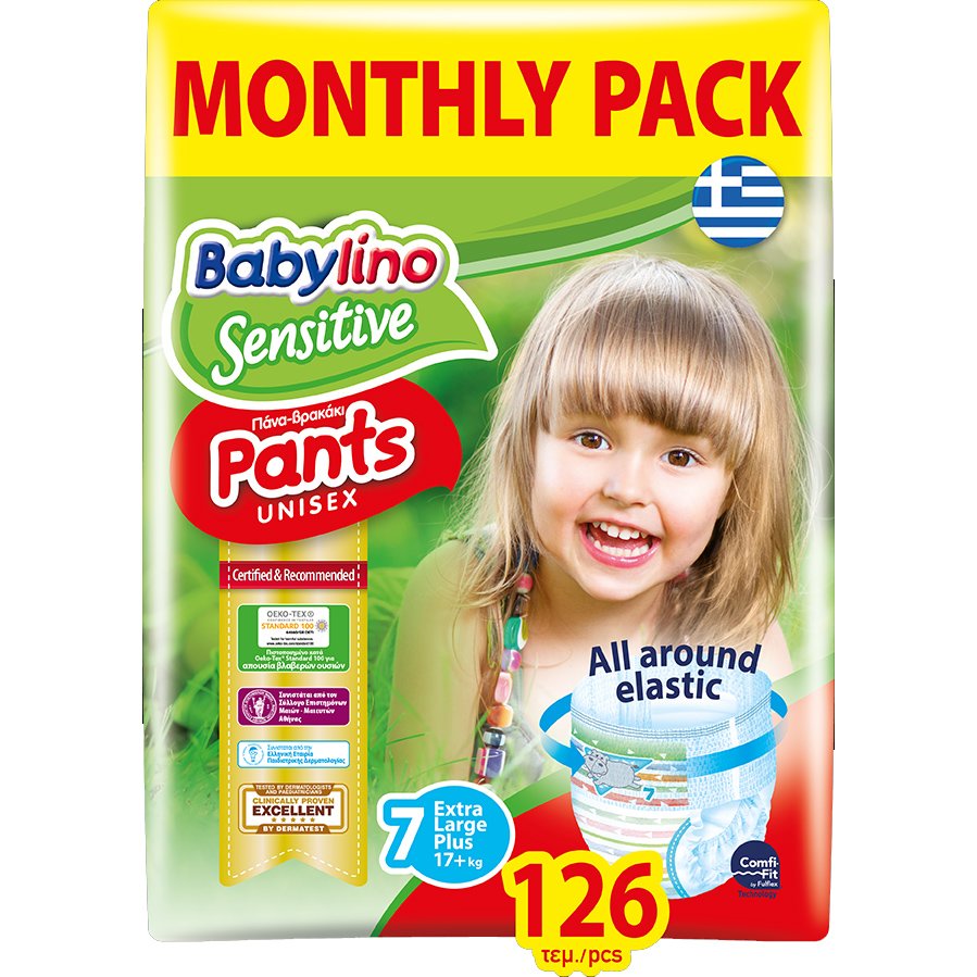 Babylino Sensitive Pants Unisex Monthly Pack No7 Extra Large Plus (17+ kg) 126 πάνες