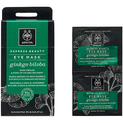 Apivita Express Beauty Μάσκα Ματιών Για Μαύρους Κύκλους Και Σακούλες Με Γκίνγκο 2x2ml