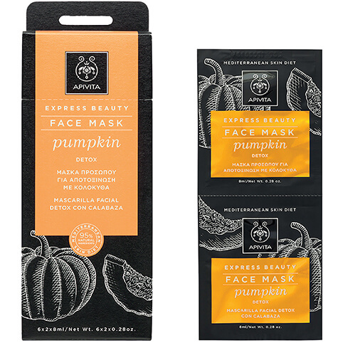 Apivita Express Beauty New Face Mask Pumpkin Μάσκα Προσώπου για Αποτοξίνωση με Κολοκύθα 2x8ml