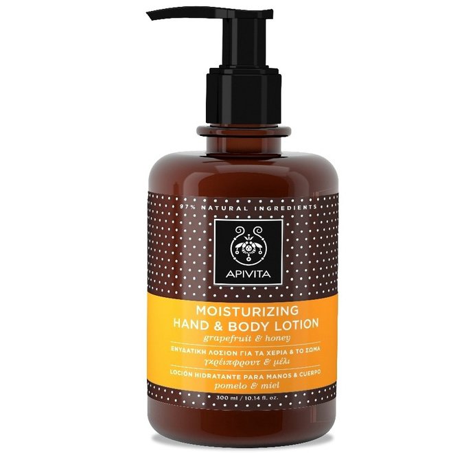 Apivita Moisturizing Hand & Body Lotion Ενυδατική Λοσιόν για τα Χέρια & το Σώμα με Γκρέιπφρουτ & Μέλι 300ml