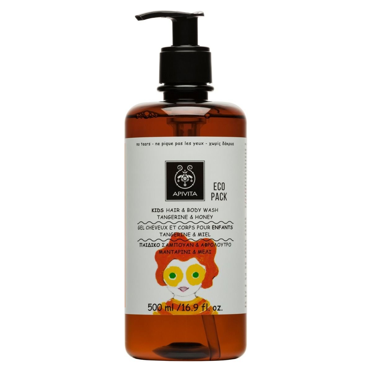 Apivita Kids Hair & Body Wash With Honey & Tangerine Παιδικό Σαμπουάν & Αφρόλουτρο με Μέλι & Μανταρίνι 500ml