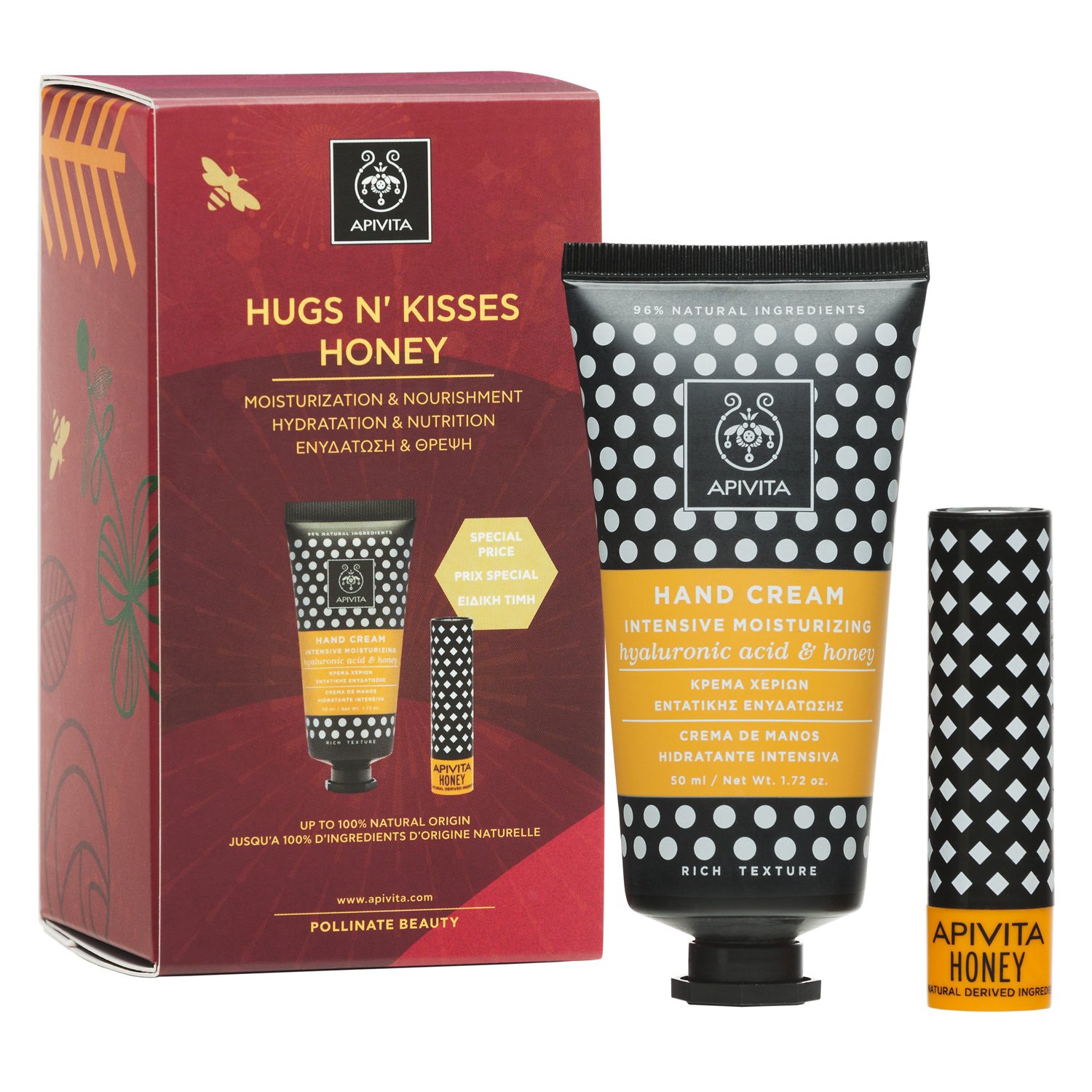 Apivita Πακέτο Προσφοράς Hugs n’ Kisses Honey Hand Cream Intensive Moisturizing 50ml & Lip Care Lip Balm 4.4g σε Ειδική Τιμή