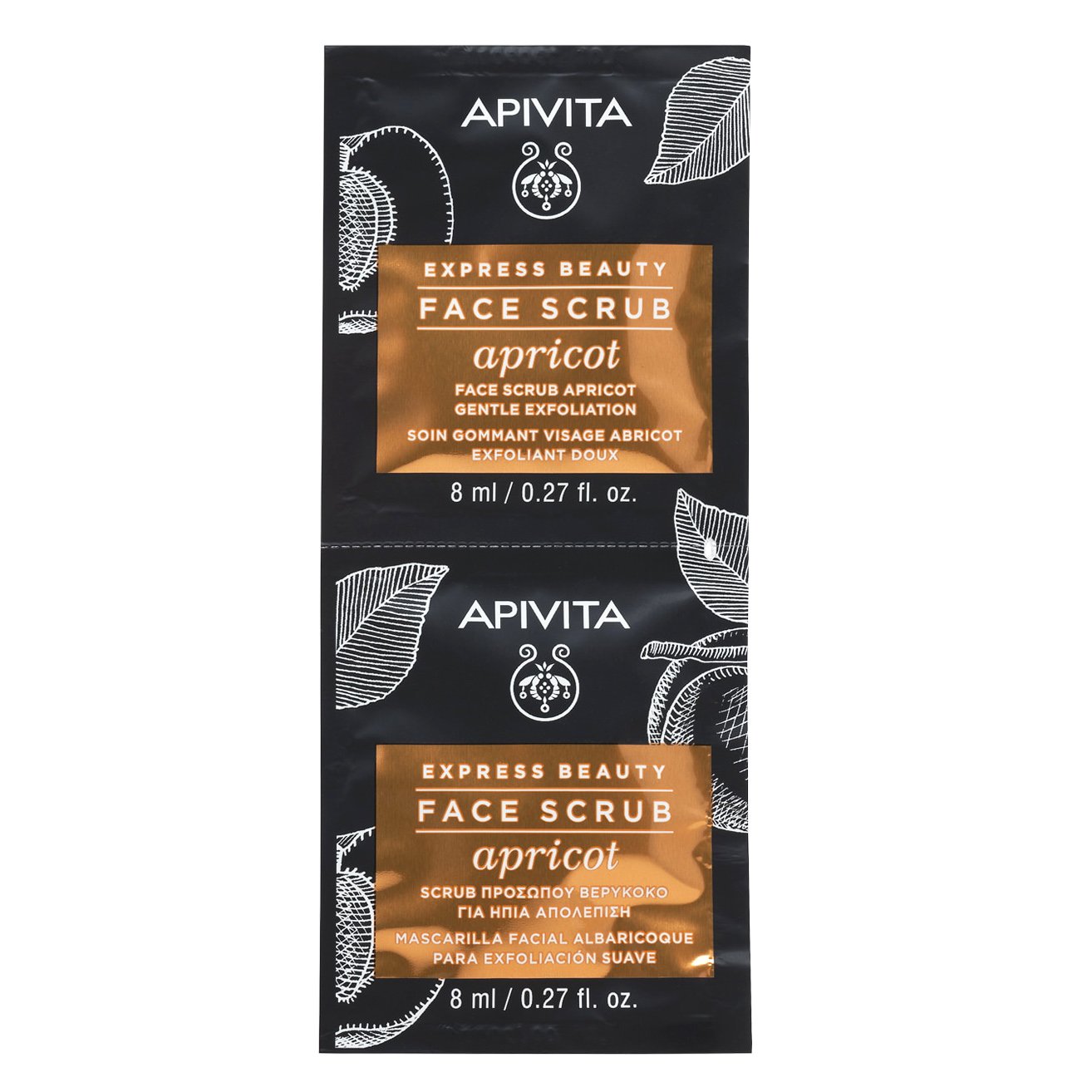 Apivita Express Beauty Face Scrub Προσώπου Ήπιας Απολέπισης με Βερίκοκο για Κανονική/Ξηρή Θαμπή Επιδερμίδα 2x8ml