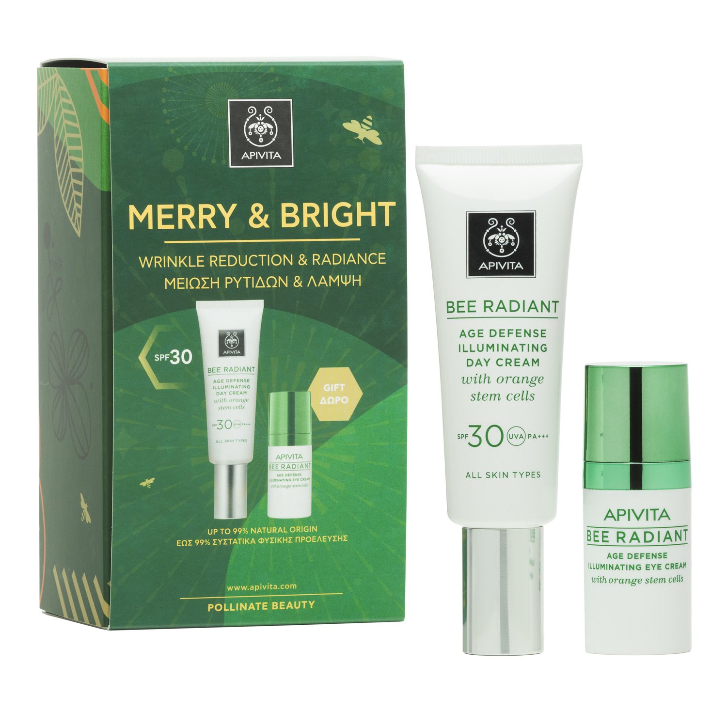 Apivita Πακέτο Προσφοράς Merry & Bright Bee Radiant Age Defence Illuminating Day Cream Spf30, 40ml & Bee Radiant Eye Cream 15ml