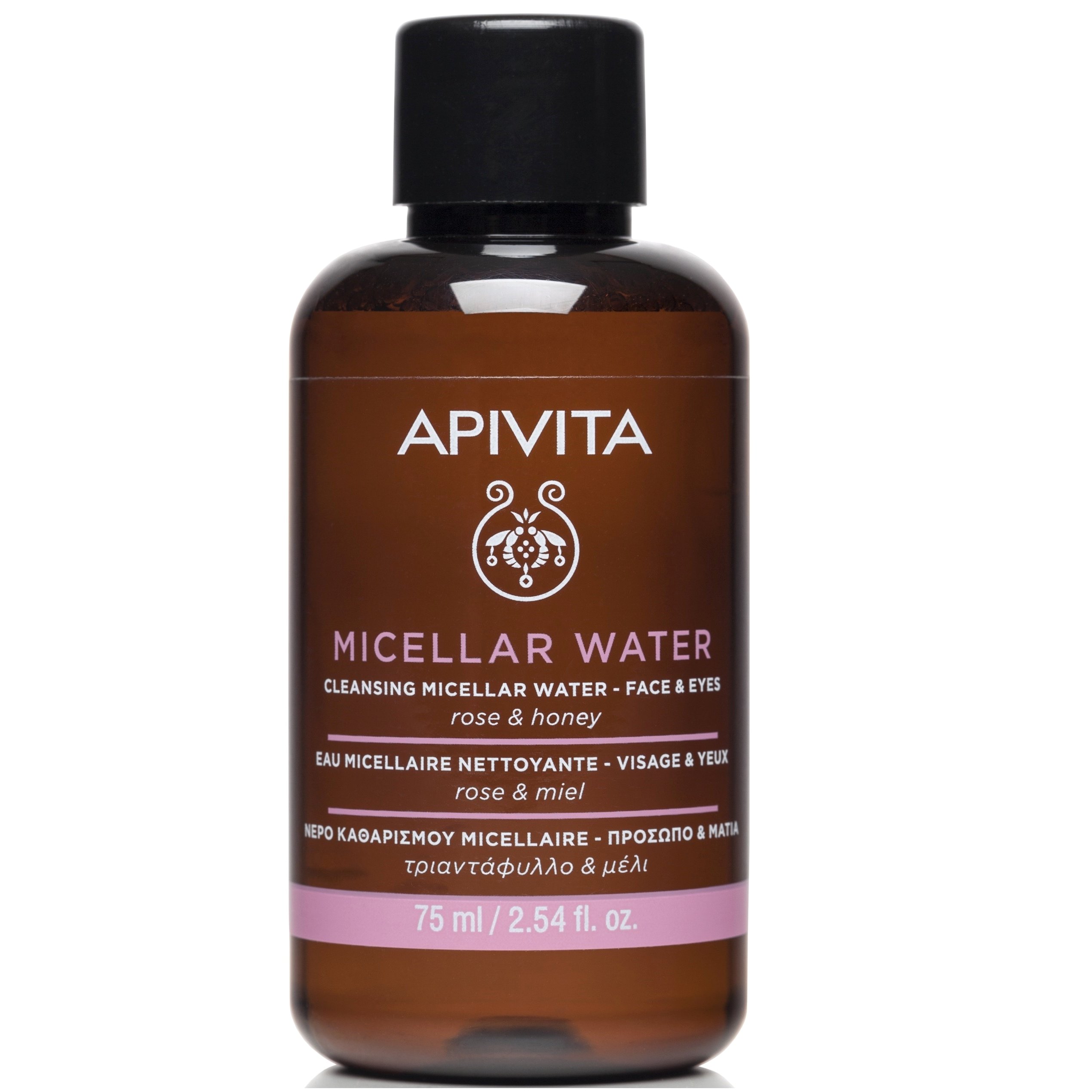 Apivita Micellar Water Face & Eyes Travel Size Νερό Καθαρισμού για Πρόσωπο & Μάτια με Τριαντάφυλλο & Μέλι 75ml