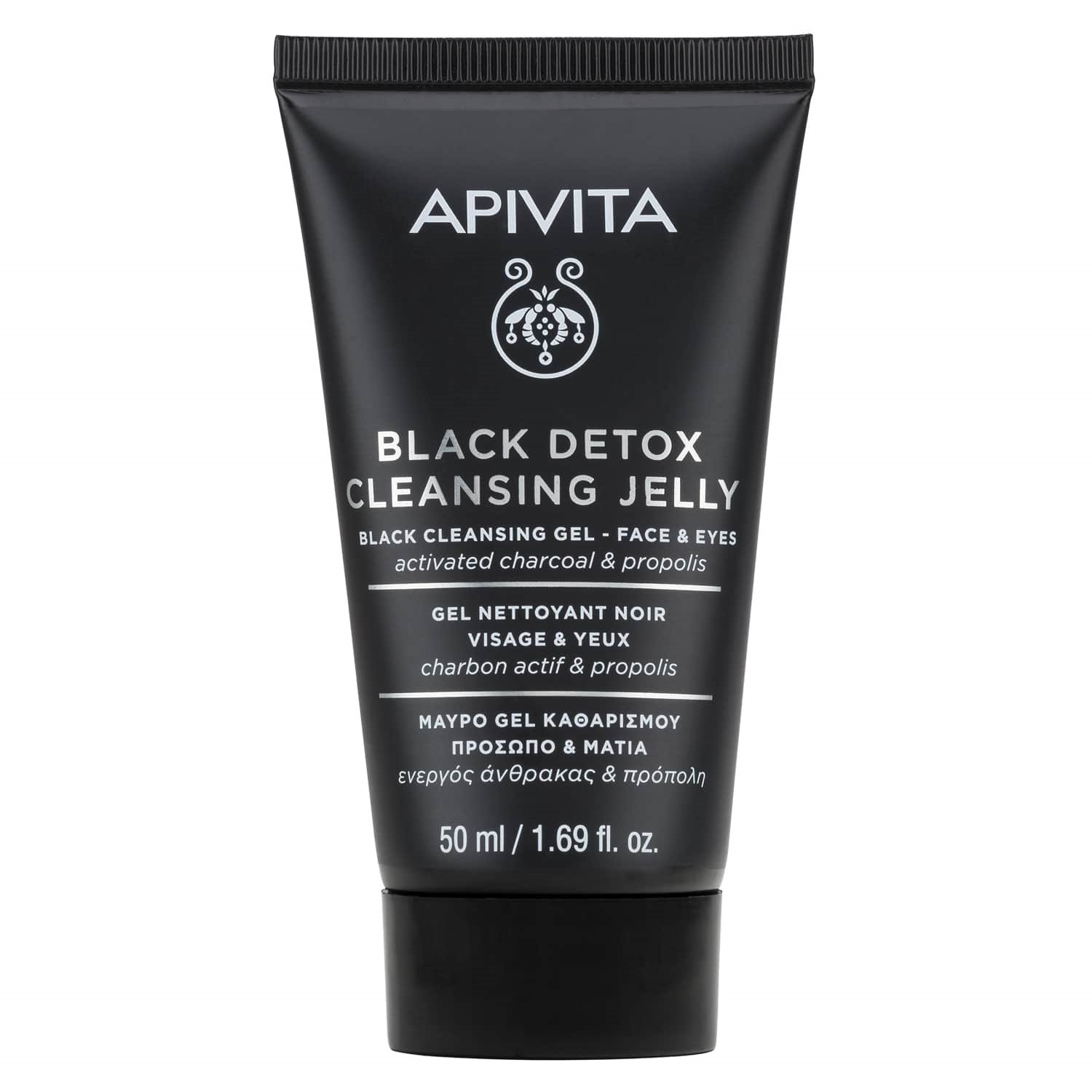 Apivita Apivita Black Detox Cleansing Jelly Travel Size Μαύρο Gel Καθαρισμού για Πρόσωπο & Μάτια με Ενεργό Άνθρακα & Πρόπολη 50ml