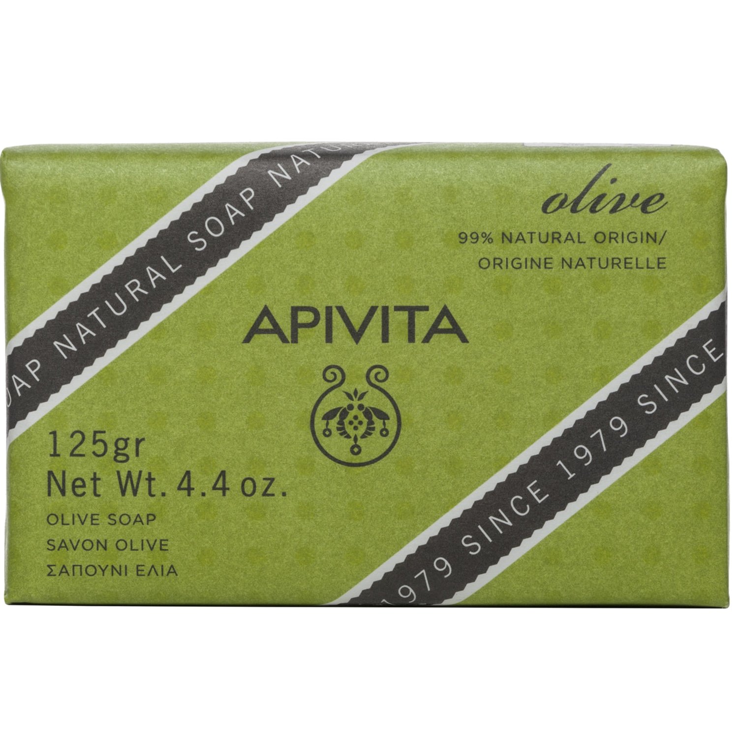 Apivita Natural Soap With Olive Ενυδατικό Φυτικό Πράσινο Σαπούνι με Ελαιόλαδο 125g