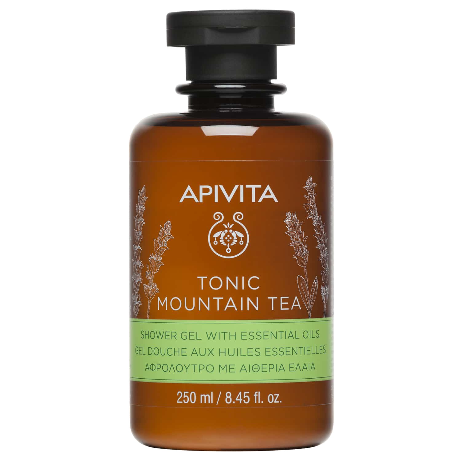Apivita Tonic Mountain Tea Shower Gel with Essential Oils Τονωτικό Αφρόλουτρο με Τσάι Βουνού & Αιθέρια Έλαια 250ml