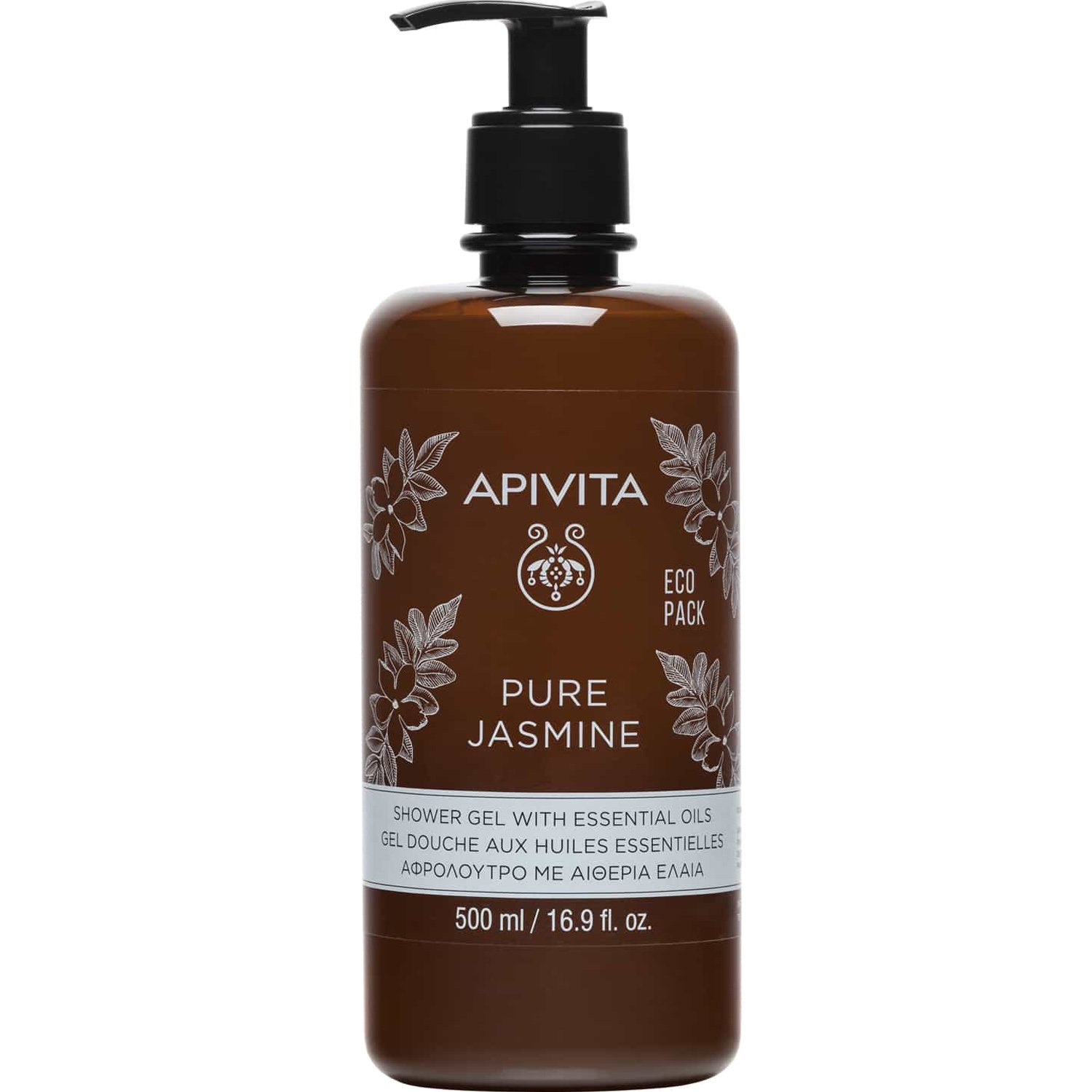 Apivita Apivita Pure Jasmine Shower Gel Ενυδατικό Αφρόλουτρο με Αιθέρια Έλαια & Άρωμα Γιασεμιού 500ml