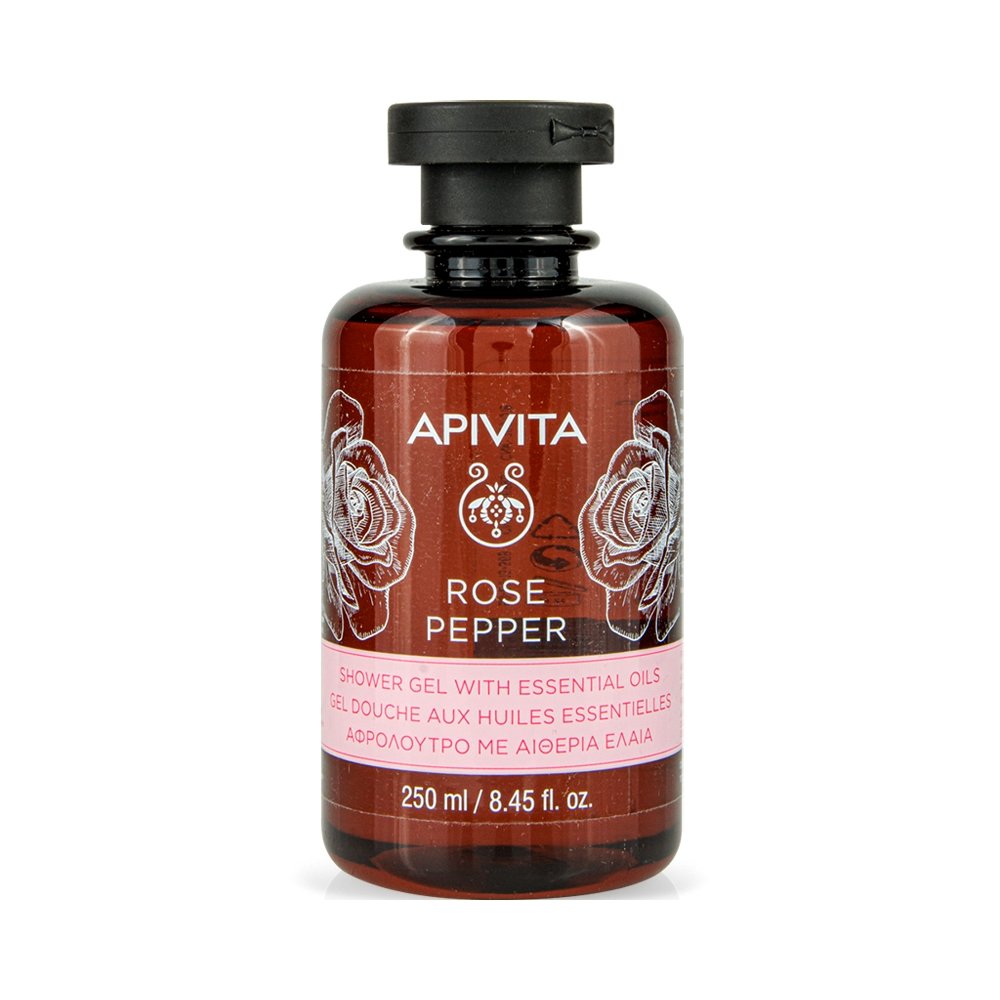 Apivita Rose Pepper Αφρόλουτρο με Αιθέρια Έλαια που Αναζωογονεί την Επιδερμίδα και τη Διάθεση 250ml