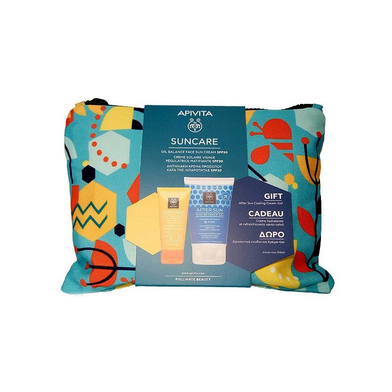 Apivita Πακέτο Προσφοράς Suncare Oil Balance Light Face Cream Spf30, 50ml & Δώρο After Sun Cooling Cream Gel 100ml & Νεσεσέρ