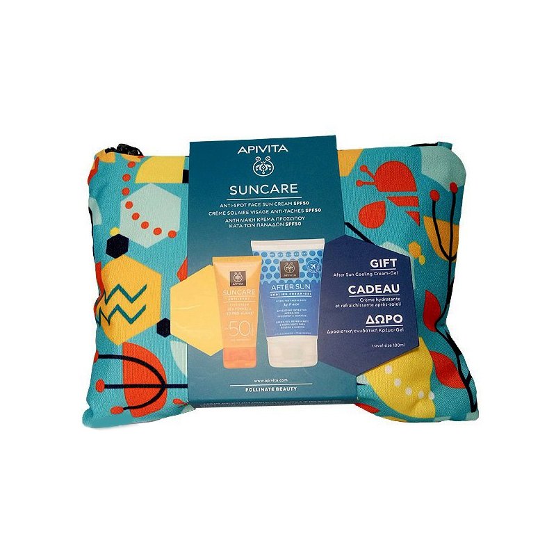 Apivita Πακέτο Προσφοράς Suncare Anti Spot Face Cream Spf50, 50ml & Δώρο After Sun Cooling Cream Gel 100ml & Νεσεσέρ