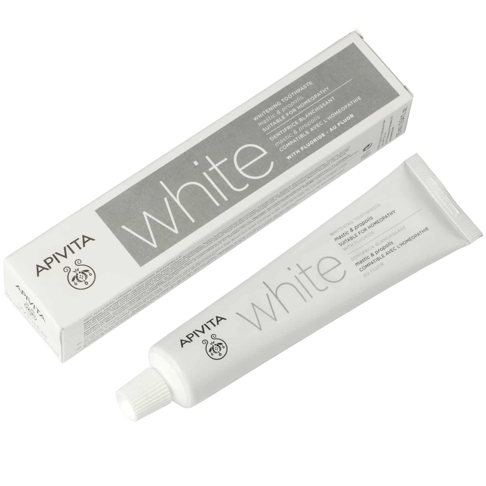 Apivita Apivita Whitening Toothpaste Suitable for Homeopathy Λευκαντική Οδοντόκρεμα με Μαστίχα & Πρόπολη Κατάλληλη για Ομοιοπαθητική 75ml