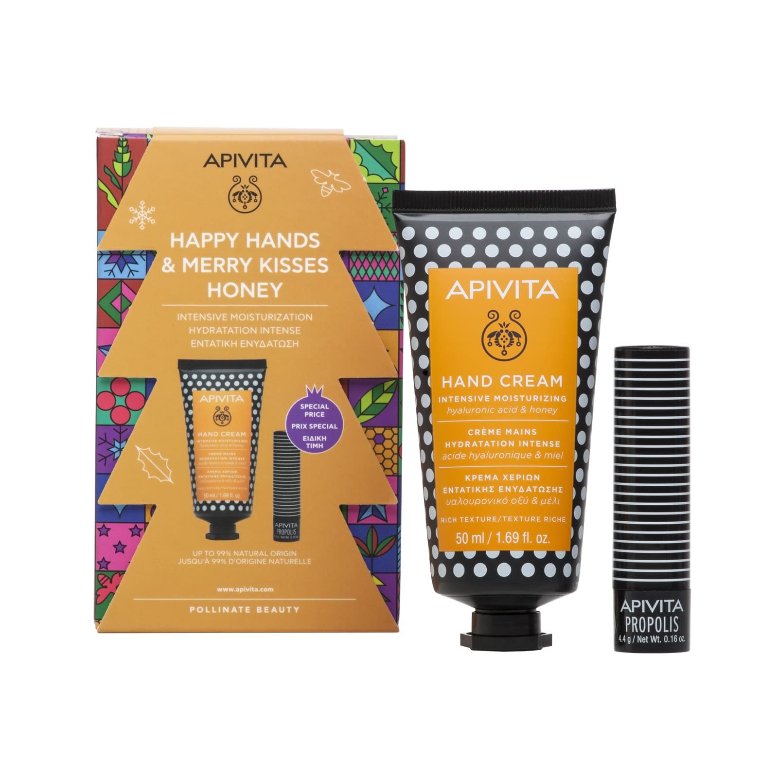 Apivita Happy Hands & Merry Kisses Honey Hand Cream Intensive Moisturizing 50ml & Lip Care Lip Balm Propolis 4.4g σε Ειδική Τιμή