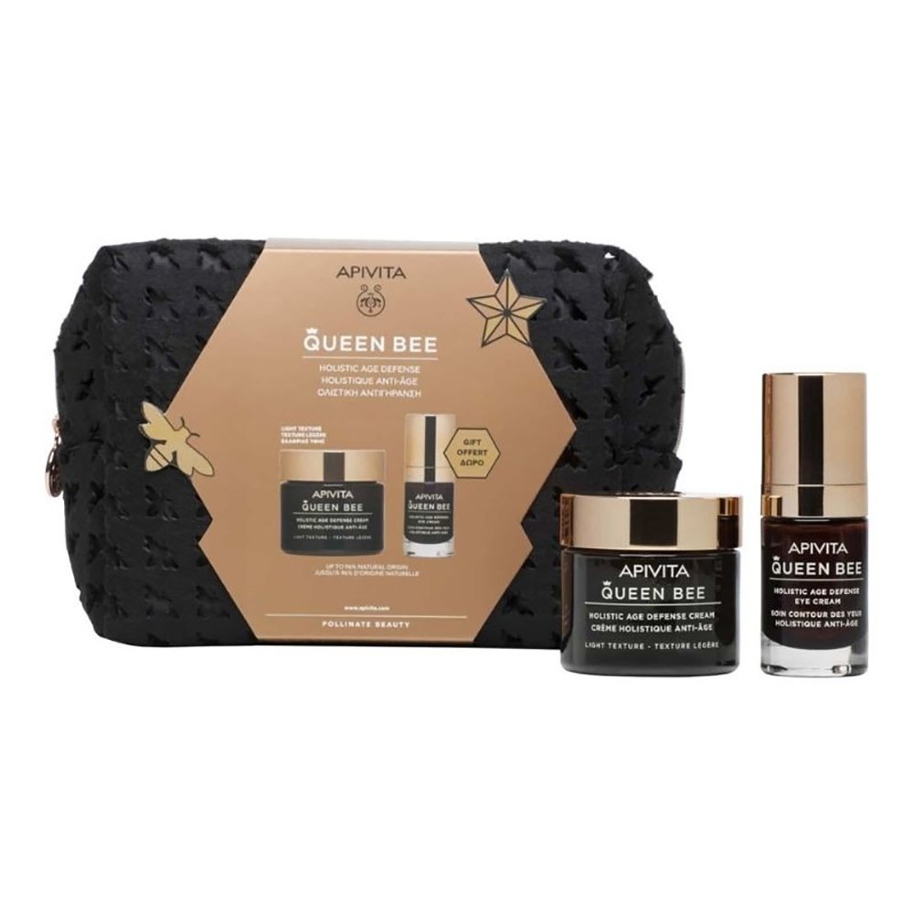 Apivita Set Queen Bee Kρέμα Ημέρας Ελαφριάς Υφής 50ml & Δώρο Queen Bee Κρέμα Ματιών Ολιστικής Αντιγήρανσης 15ml & Δώρο Νεσεσέρ