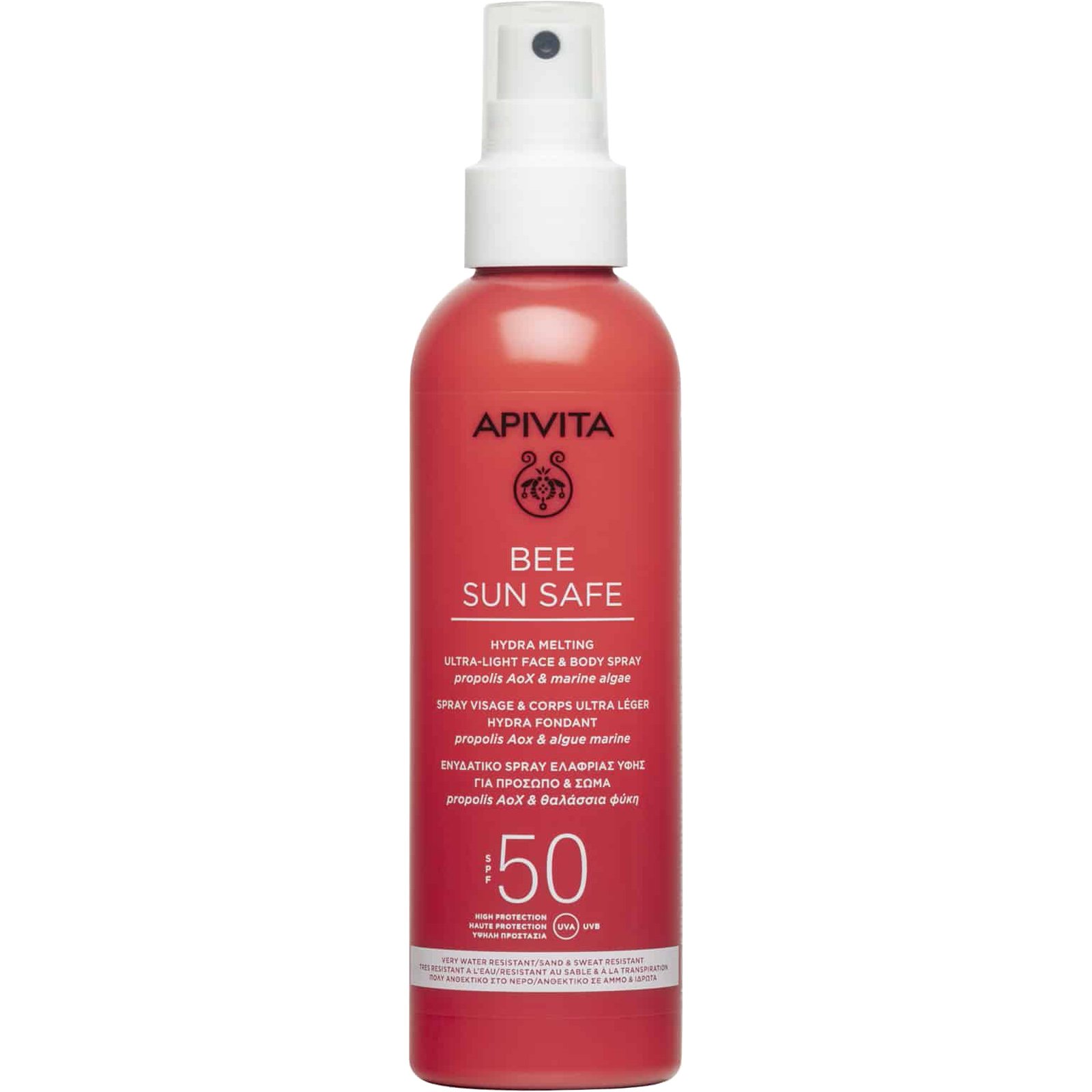 Apivita Bee Sun Safe Hydra Melting Ultra-Light Face & Body Spray With Marine Algae & Propolis Spf50, 200ml