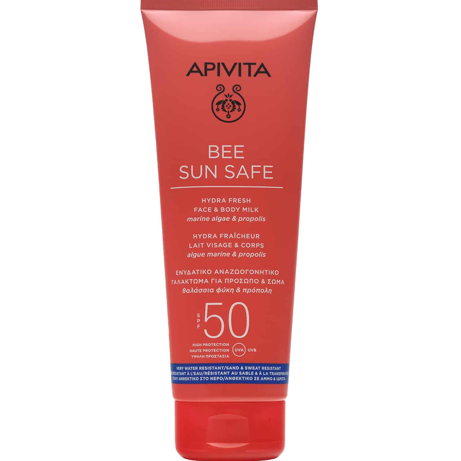 Apivita Apivita Bee Sun Safe Hydra Fresh Face & Body Milk Spf50 Ενυδατικό, Αντηλιακό Γαλάκτωμα Υψηλής Προστασίας για Πρόσωπο - Σώμα, με Θαλάσσια Φύκη & Πρόπολη 200ml