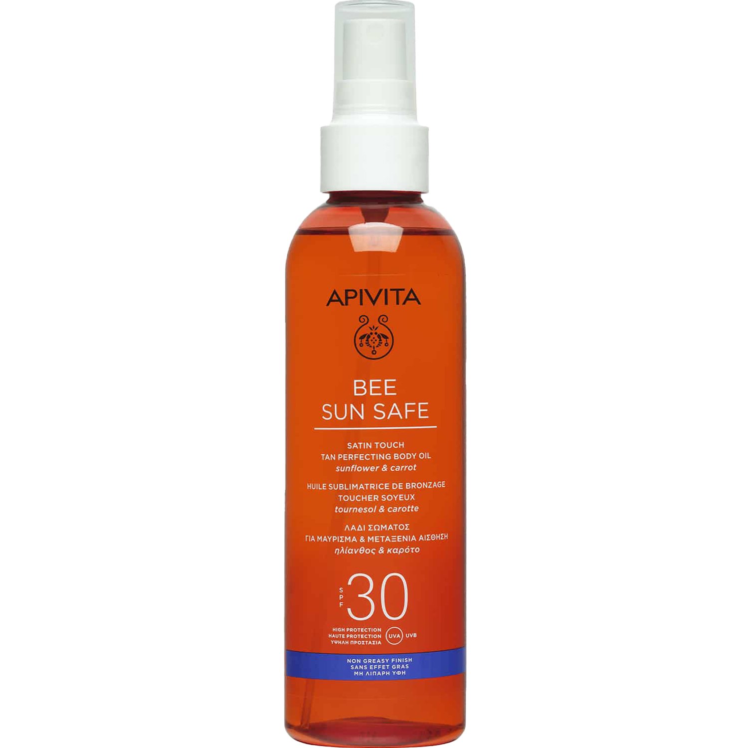 Apivita Apivita Bee Sun Safe Satin Touch Tan Perfecting Body Oil With Sunflower & Carrot Spf30, 200ml