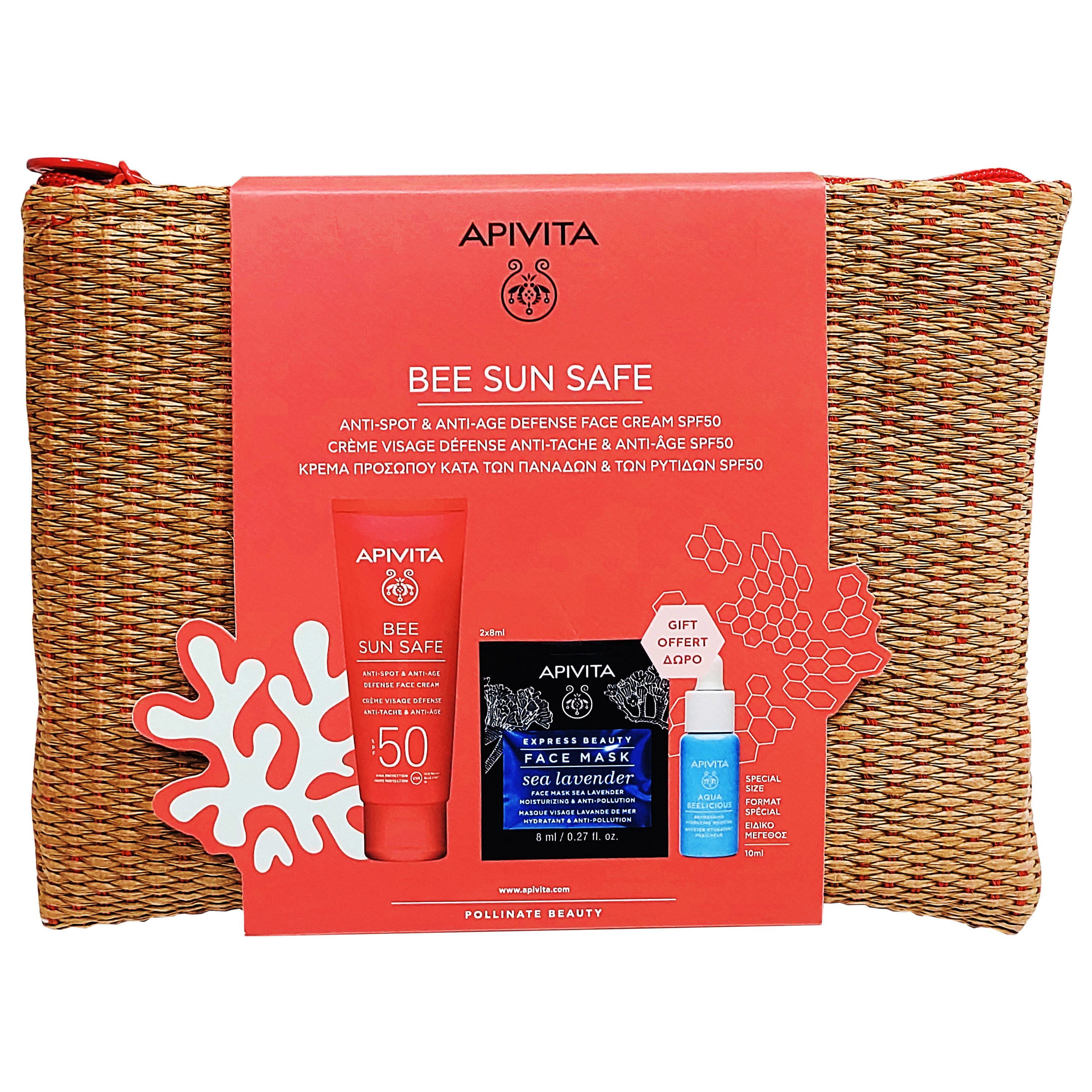 Apivita Promo Bee Sun Safe Anti-Spot & Anti-Age Cream Spf50, 50ml & Δώρο Aqua Beelicious Booster 10ml,Express Sea Lavender 2x8ml