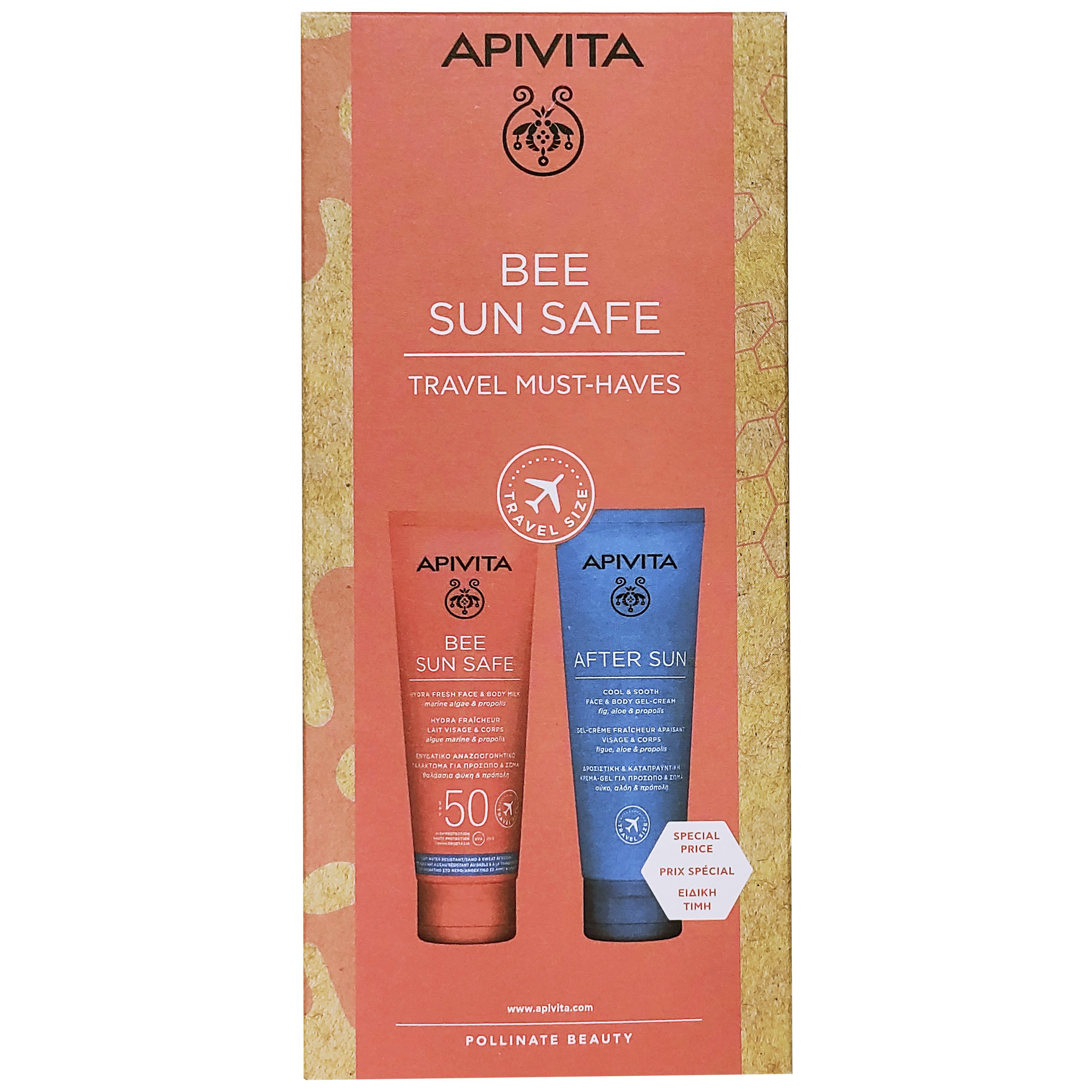 Apivita Bee Sun Safe Travel Must-Haves Hydra Fresh Face & Body Milk 100ml & After Sun Cool & Sooth Face & Body Gel-Cream 100ml