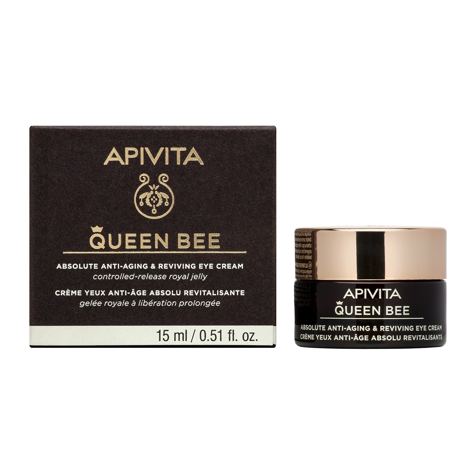 Apivita Queen Bee Absolute Anti-Aging Reviving Κρέμα Ματιών Απόλυτης Αντιγήρανσης & Αναζωογόνησης με Βασιλικό Πολτό 15ml