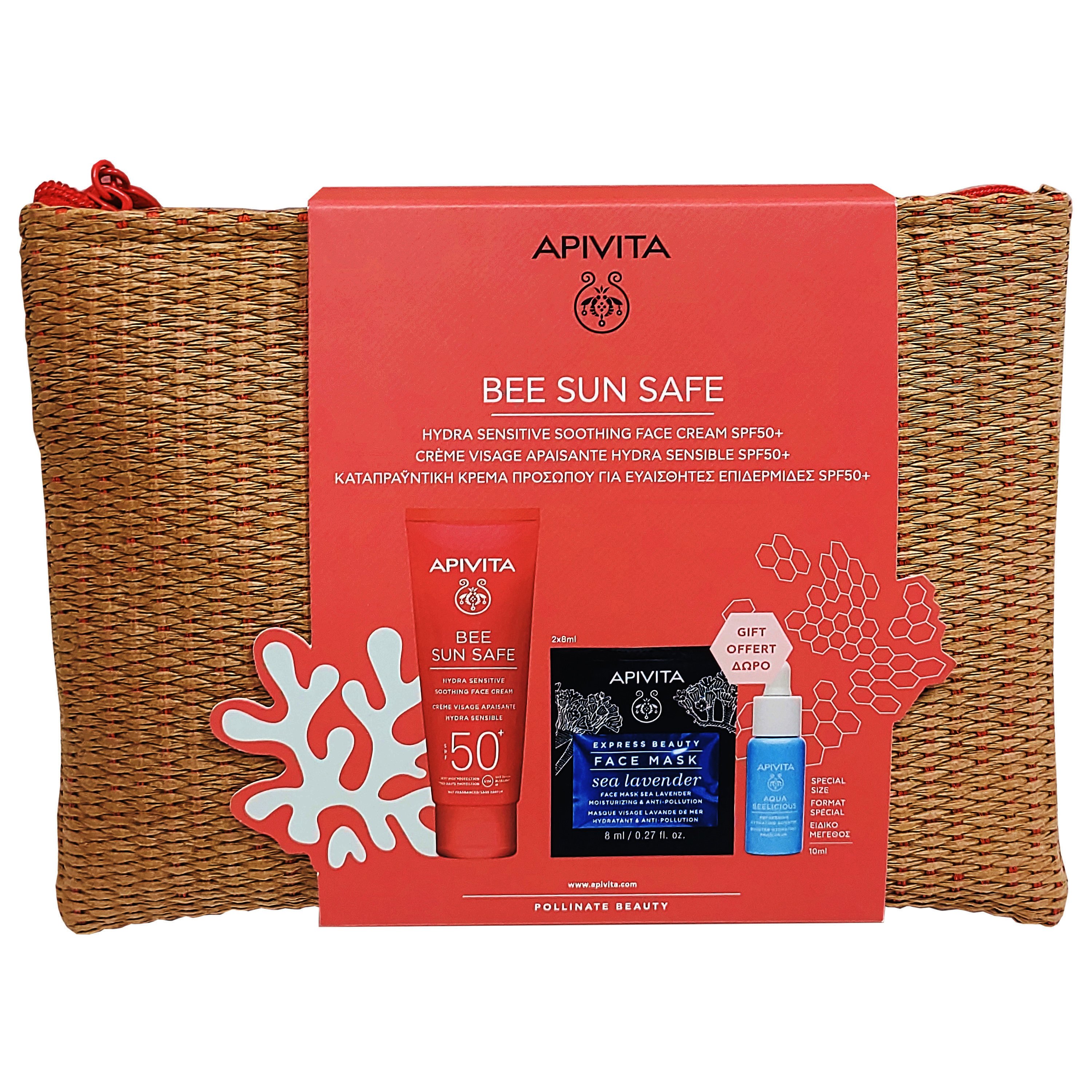 Apivita Promo Bee Sun Safe Hydra Sensitive Face Cream Spf50+, 50ml &Δώρο Aqua Beelicious Booster 10ml,Express Sea Lavender 2x8ml