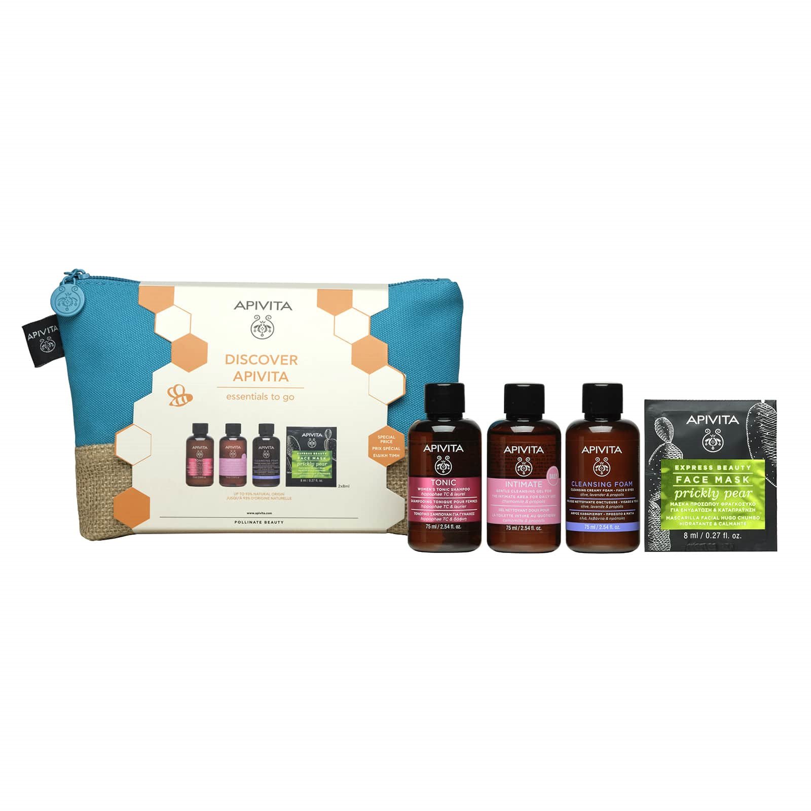 Apivita Promo Women’s Tonic Shampoo 75ml & Intimate Cleansing Gel 75ml & Cleansing Foam 75ml & Face Mask Prickly Pear 2x8ml