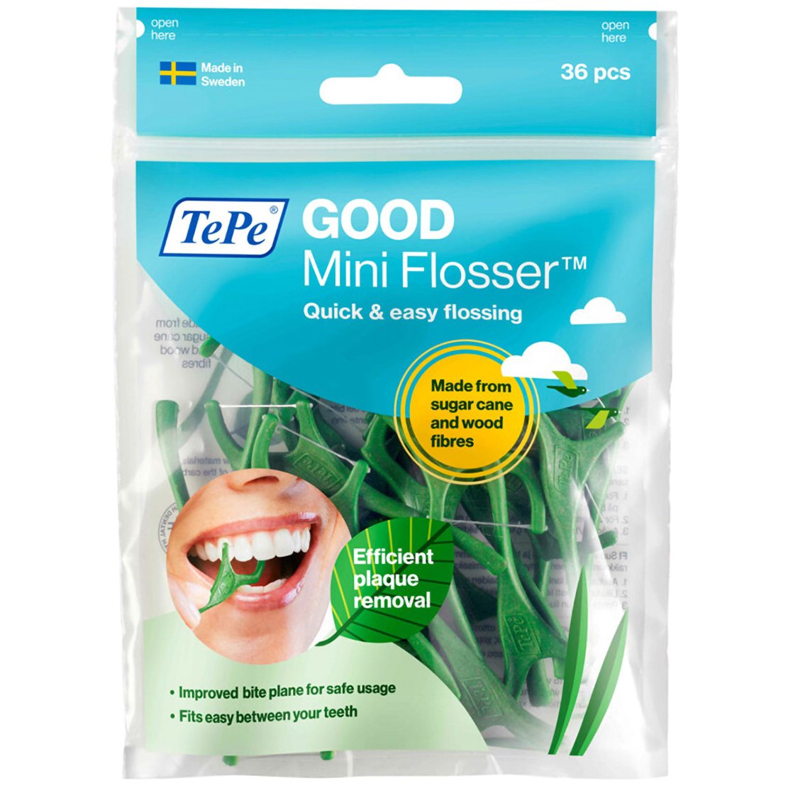 Tepe Good Mini Flosser Quick & Easy Flossing Οδοντικό Νήμα με Λαβή για Απαλό & Αναποτελεσματικό Καθαρισμό Ανάμεσα στα Δόντια 36 Τεμάχια