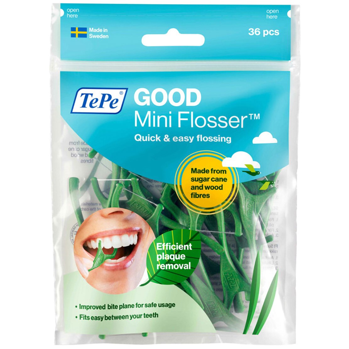 Tepe Good Mini Flosser Quick & Easy Flossing Οδοντικό Νήμα με Λαβή για Απαλό & Αναποτελεσματικό Καθαρισμό Ανάμεσα στα Δόντια 36 Τεμάχια