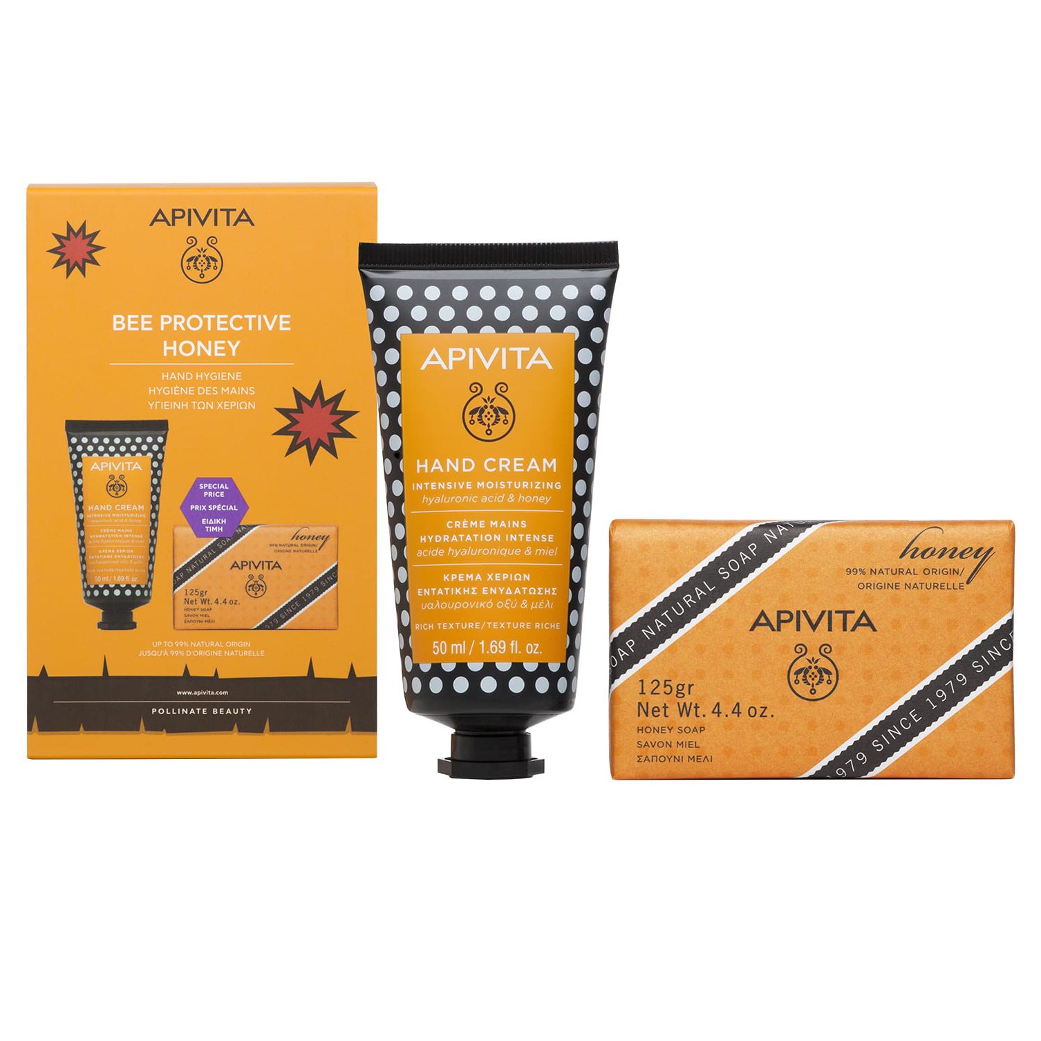 Apivita Promo Bee Protective Honey Hand Cream Intensive Moisturizing Κρέμα Χεριών 50ml & Honey Soap Σαπούνι 125g σε Ειδική Τιμή