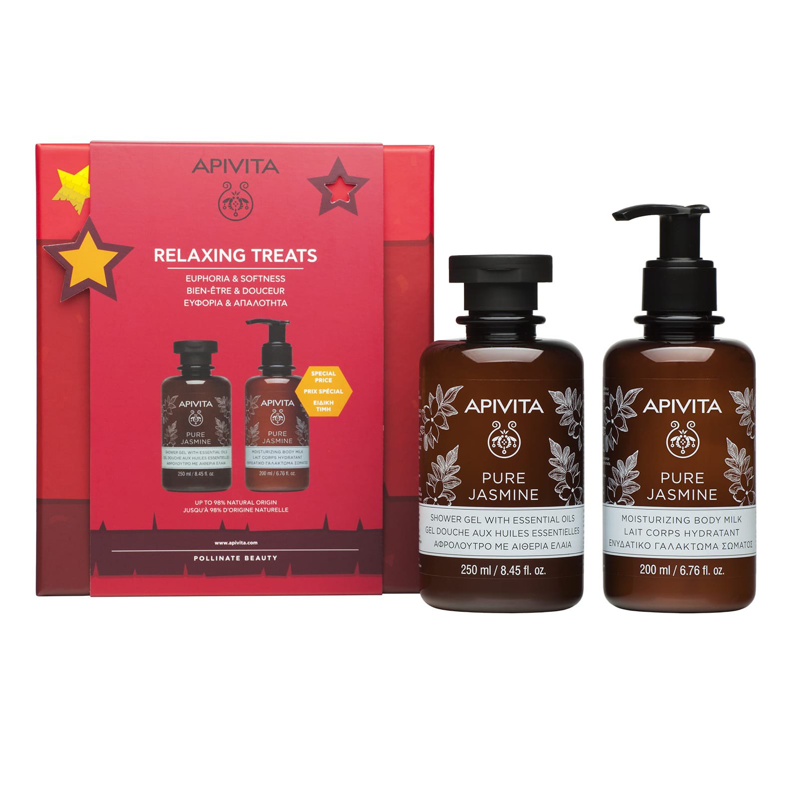 Apivita Promo Relaxing Treats Pure Jasmine Shower Gel 250ml & Moisturizing Body Milk 200ml σε Ειδική Τιμή
