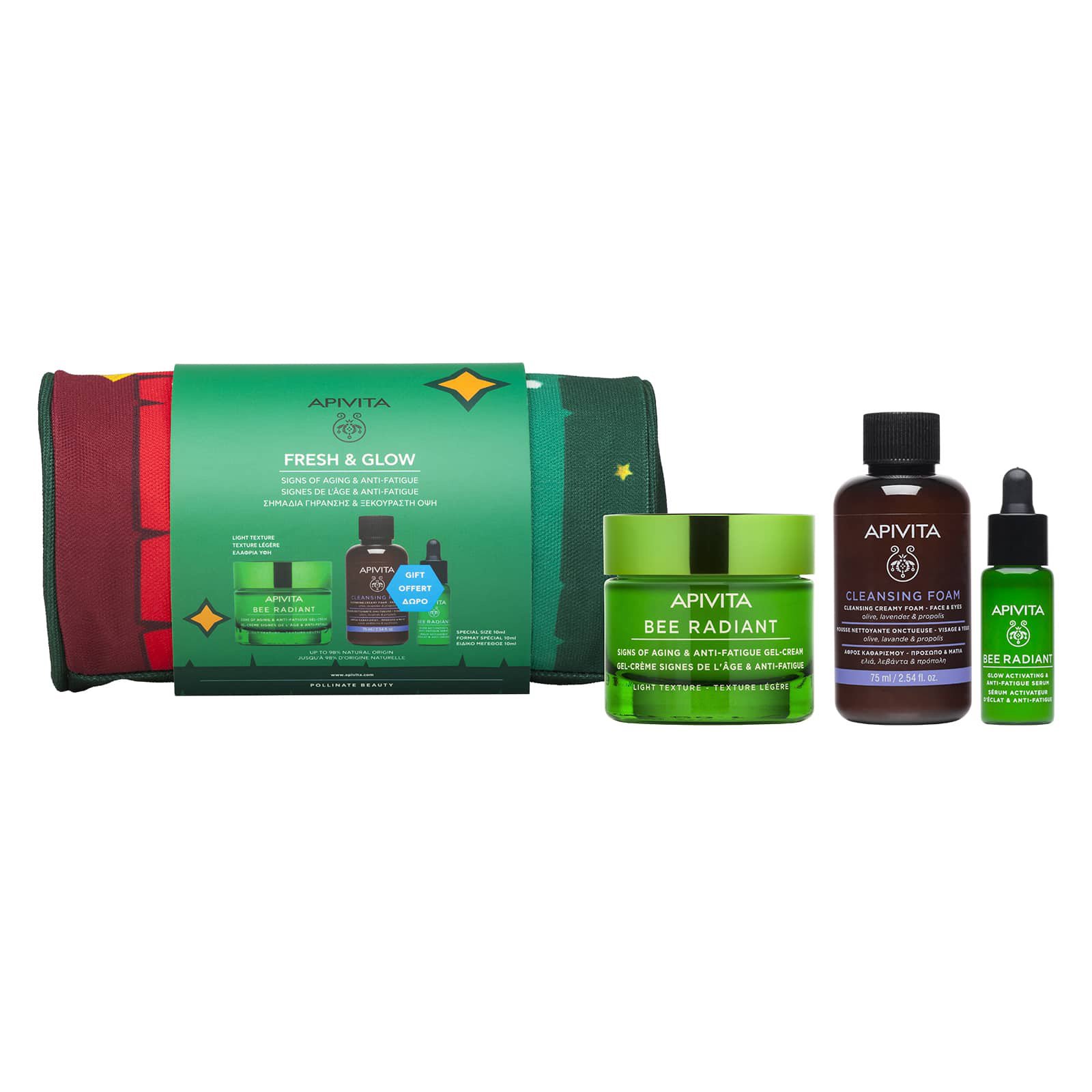 Apivita Promo Bee Radiant Light Gel-Cream 50ml & Δώρο Cleansing Foam Face & Eyes 75ml, Bee Radiant Glow Activating Serum 10ml