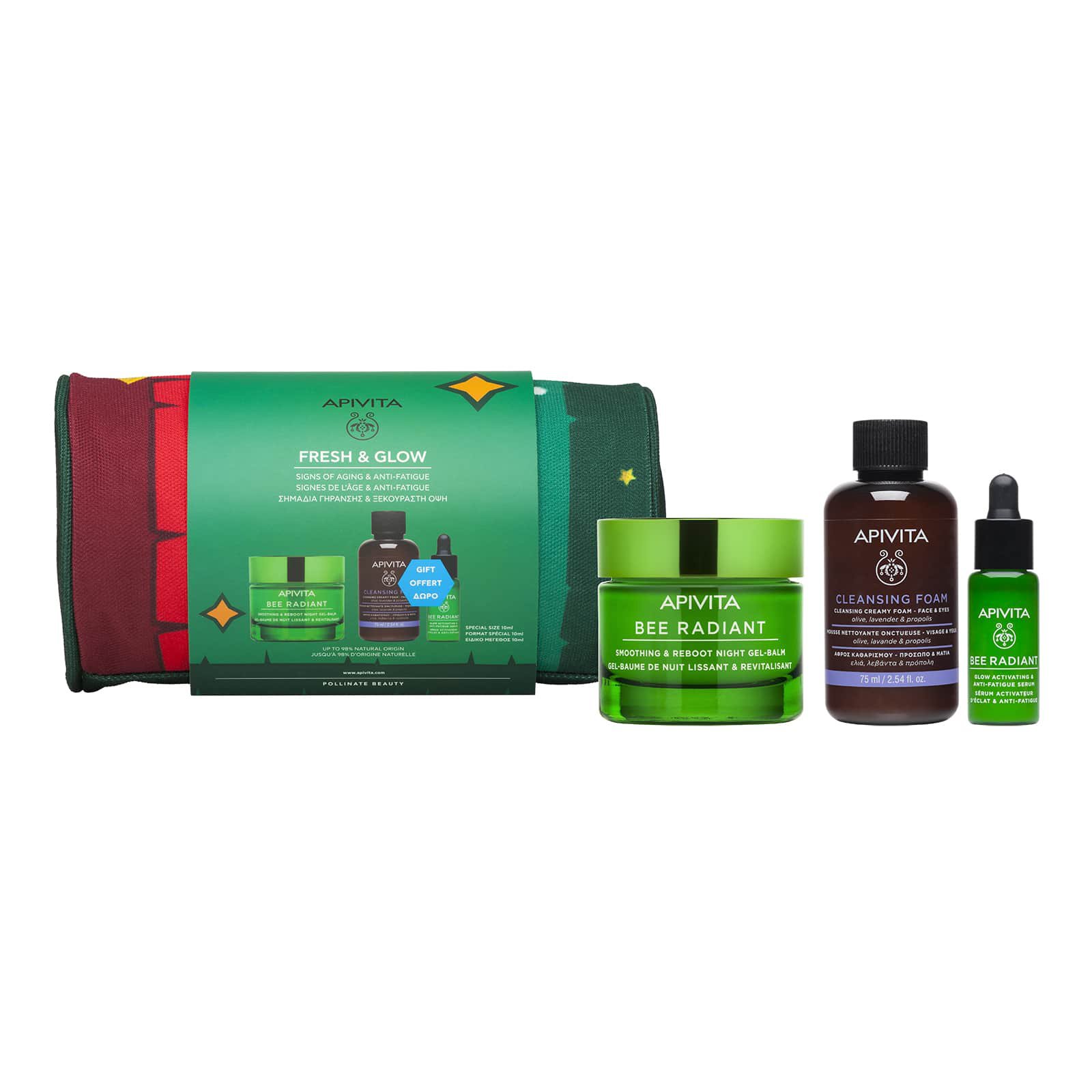 Apivita Promo Bee Radiant Night Gel-Balm 50ml & Δώρο Cleansing Foam Face & Eyes 75ml, Bee Radiant Glow Activating Serum 10ml