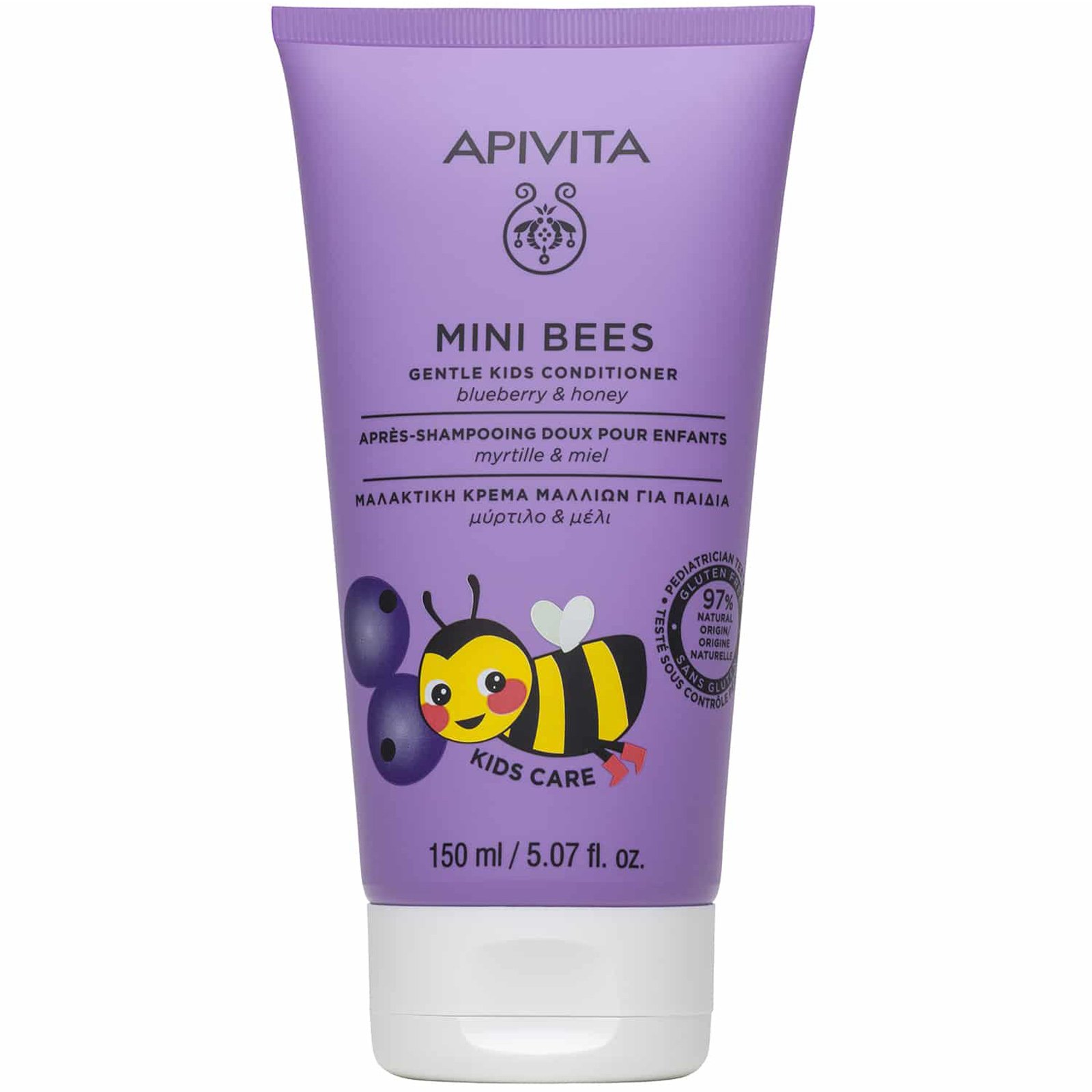 Apivita Mini Bees Gentle Kids Conditioner Μαλακτική Κρέμα Μαλλιών για Παιδιά με Μύρτιλο & Μέλι 150ml