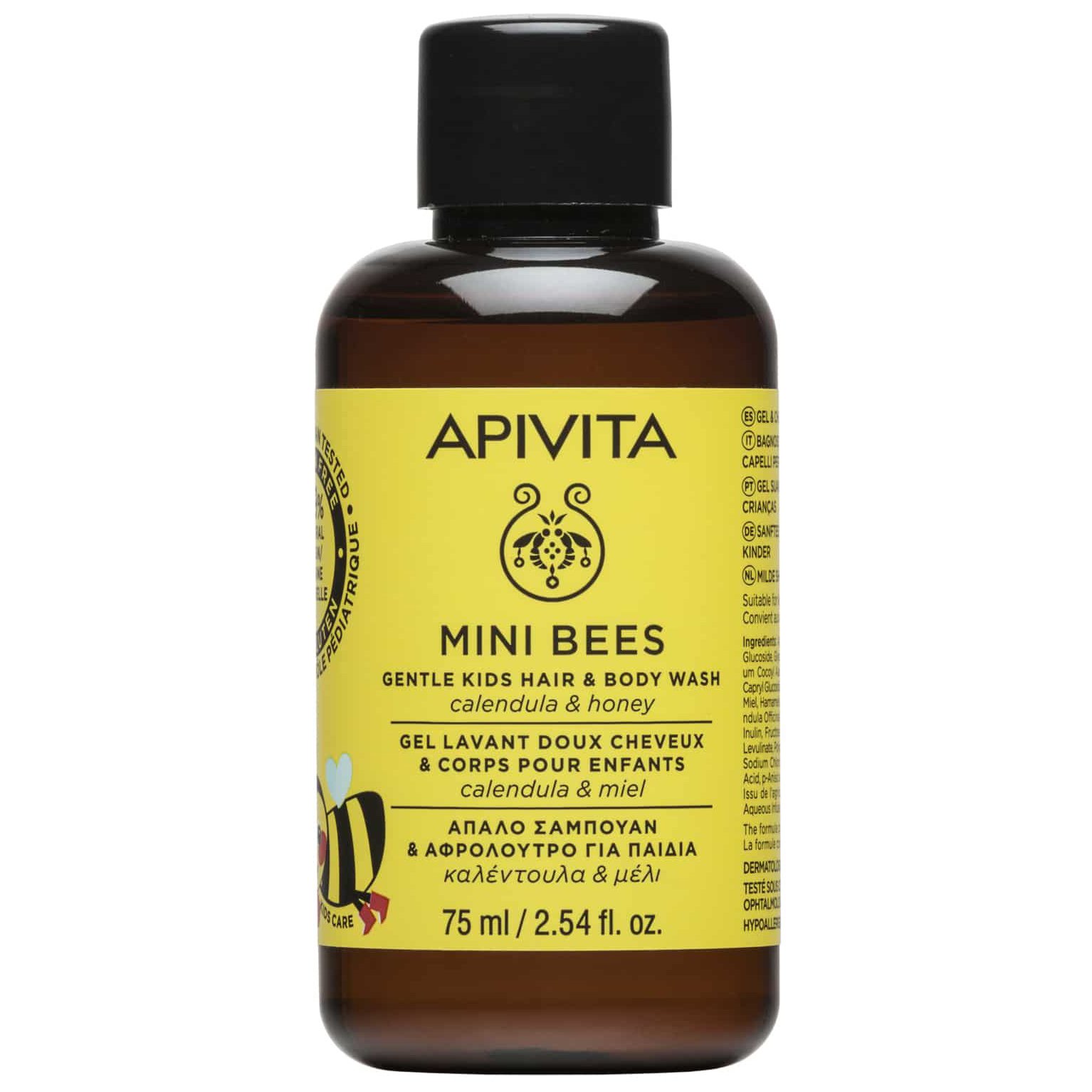 Apivita Mini Bees Gentle Kids Hair & Body Wash Απαλό Σαμπουάν & Αφρόλουτρο για Παιδιά με Καλέντουλα & Μέλι 75ml