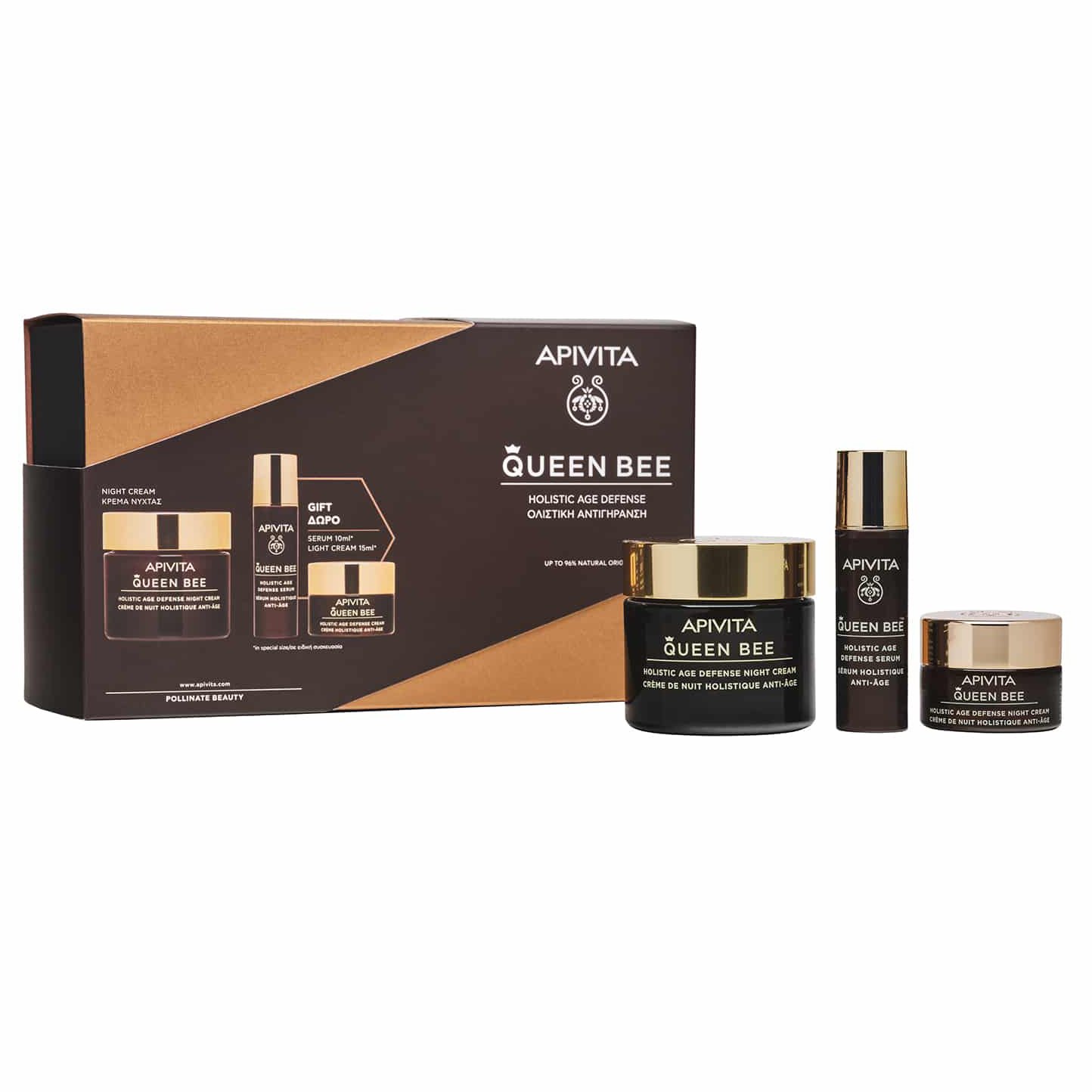 Apivita Queen Bee Πακέτο Προσφοράς Κρέμα Νύχτας 50ml & Δώρο Ορός Προσώπου 10ml & Δώρο Κρέμα Ημέρας Ελαφριάς Υφής 15ml