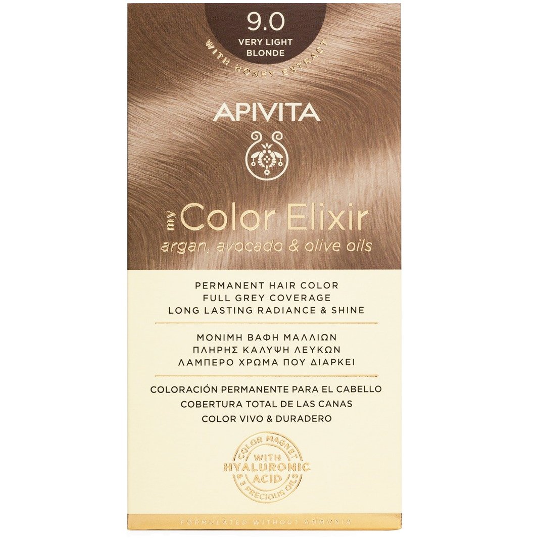 Apivita Promo My Color Elixir Permanent Hair Color Μόνιμη Βαφή Μαλλιών για Λαμπερό Χρώμα που Διαρκεί – 9.0 Ξανθό Πολύ Ανοιχτό