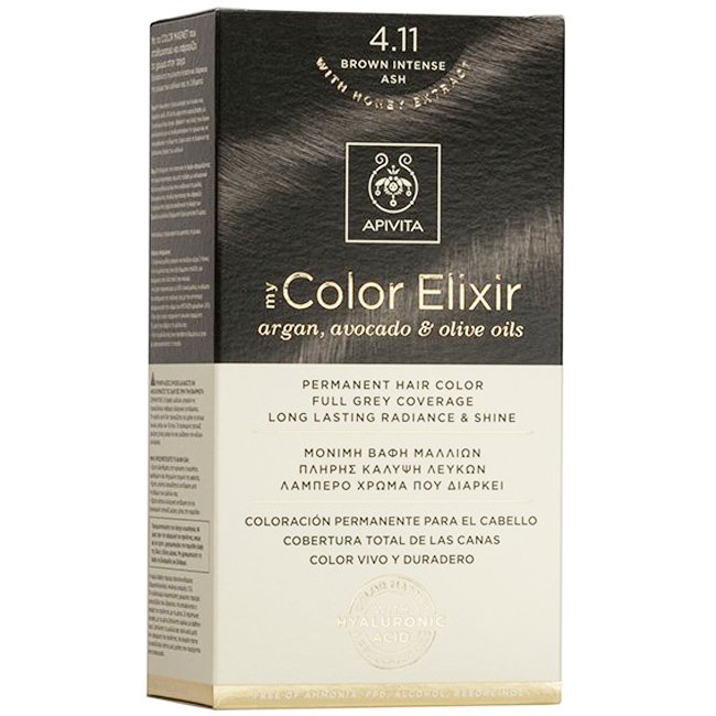 Apivita Promo My Color Elixir Permanent Hair Color Μόνιμη Βαφή Μαλλιών για Λαμπερό Χρώμα που Διαρκεί – 4.11 Καστανό Έντονο Σαντρέ